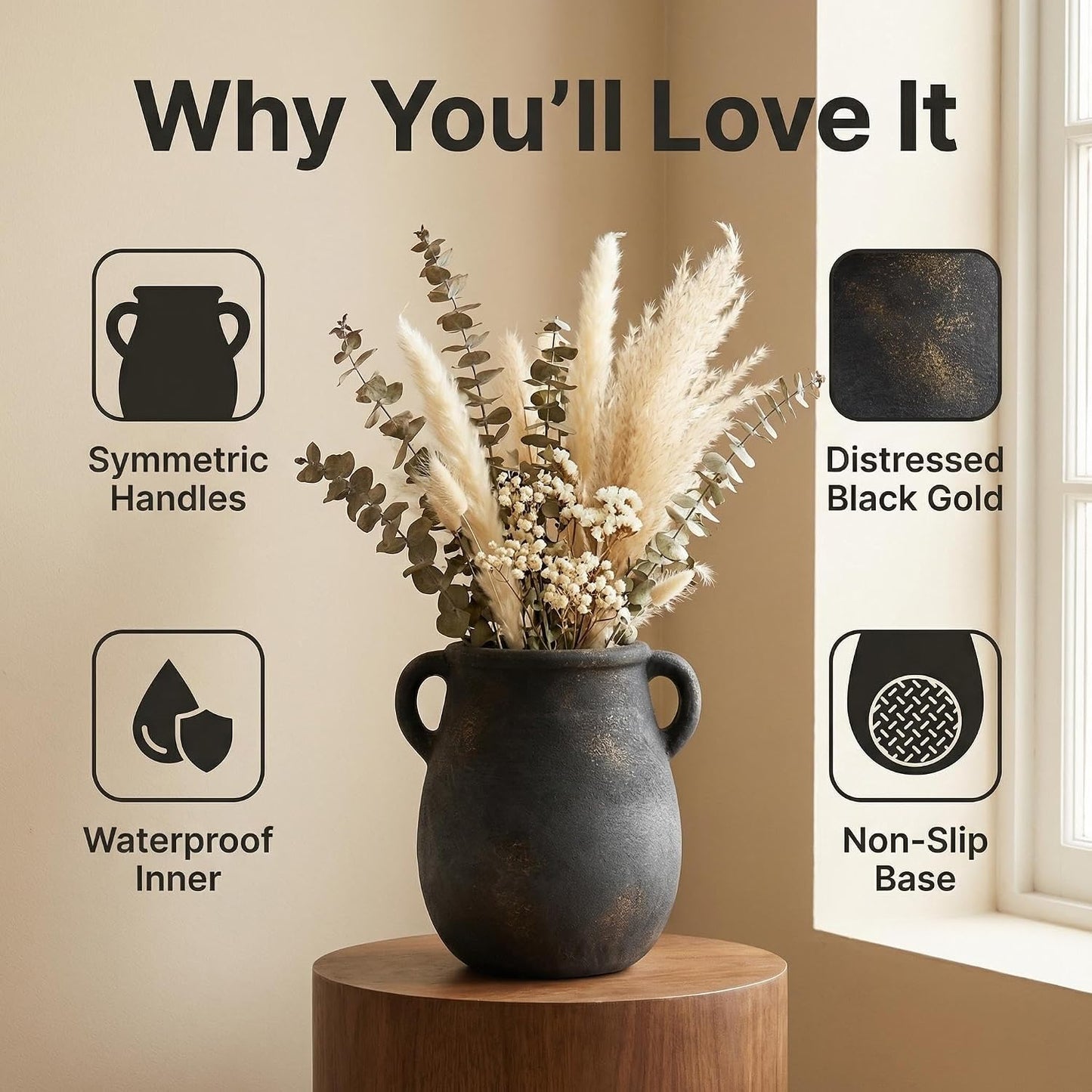 Rustic Farmhouse Vase / 002-bronze / 7.9 Inch