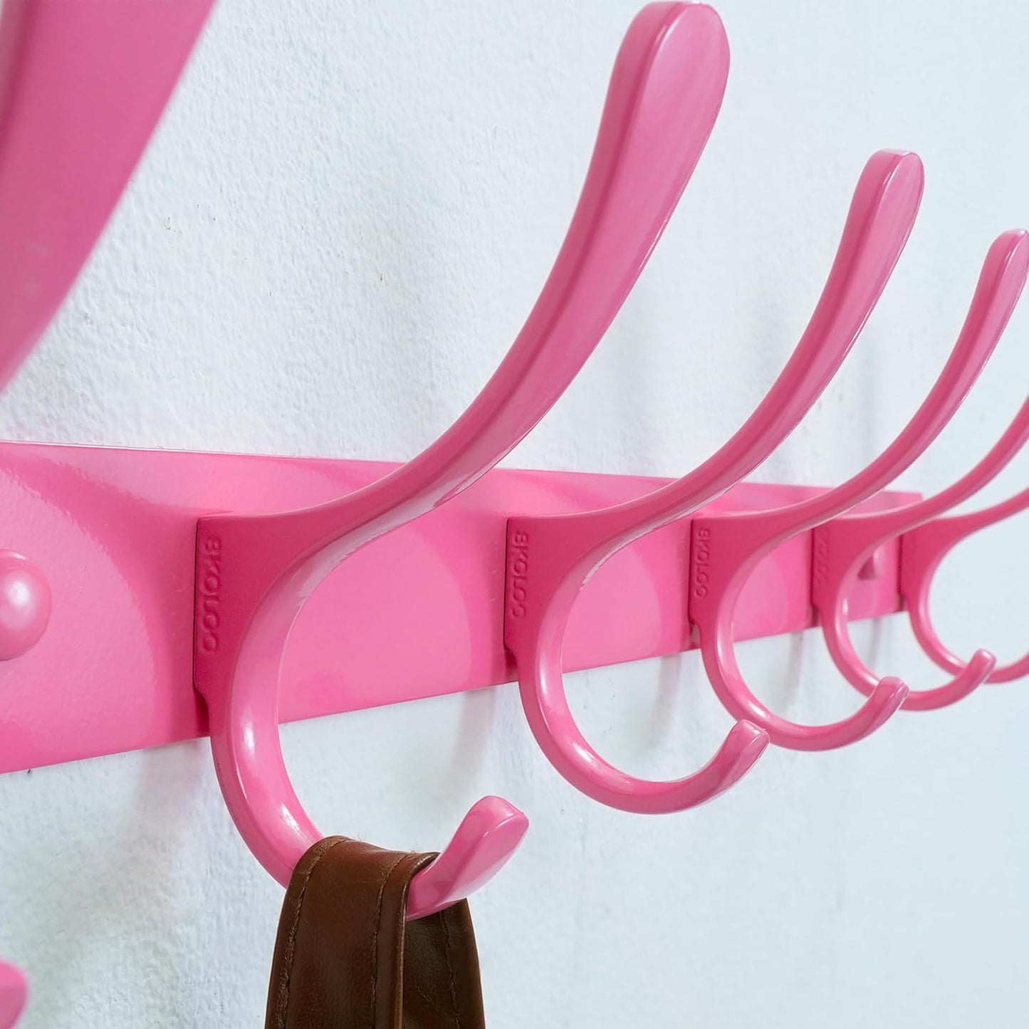SKOLOO Wall Mounted Coat Rack - 6 Hooks, Pack of 2, Heavy Duty, Stainless Steel, Metal Wall Hanger, Sturdy Coat Hooks