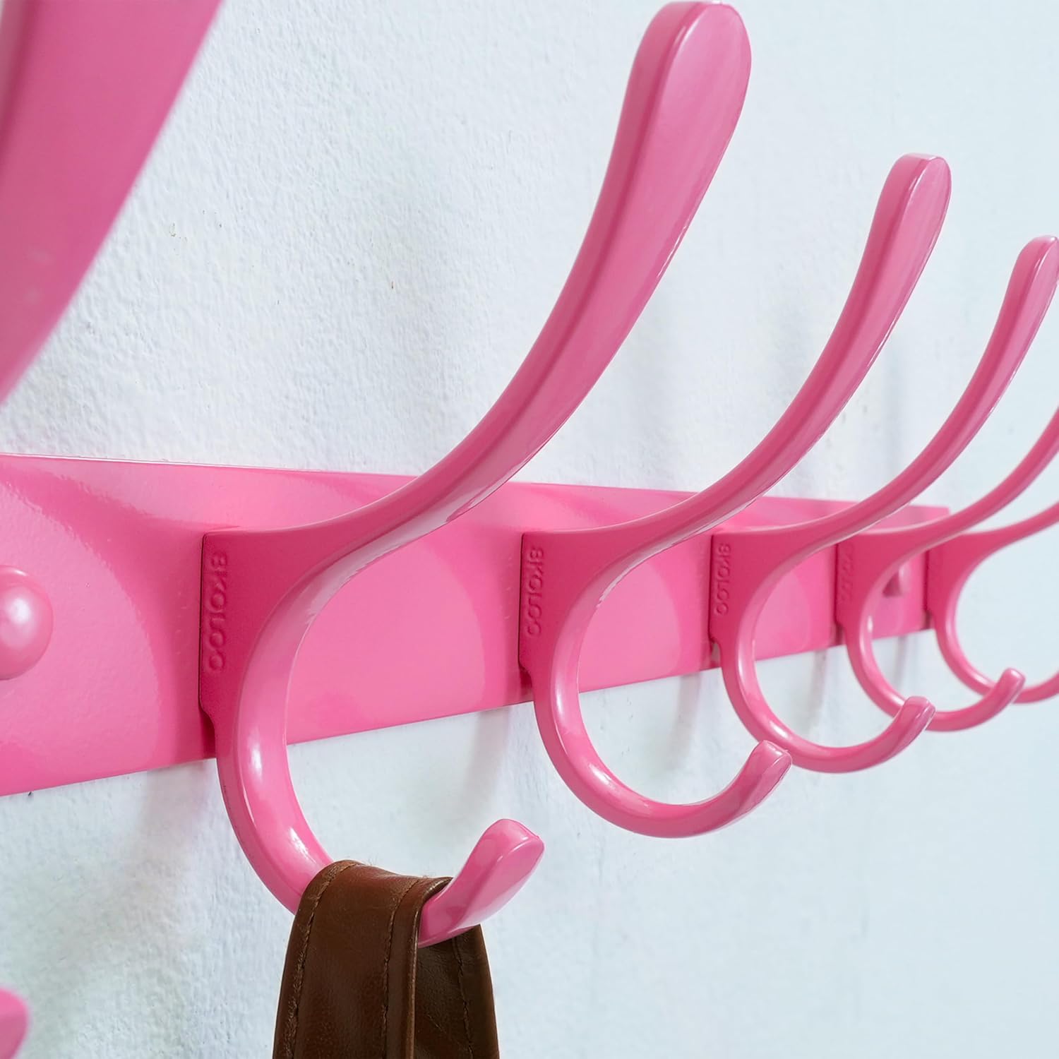 SKOLOO Wall Mounted Coat Rack - 6 Hooks, Pack of 2, Heavy Duty, Stainless Steel, Metal Wall Hanger, Sturdy Coat Hooks