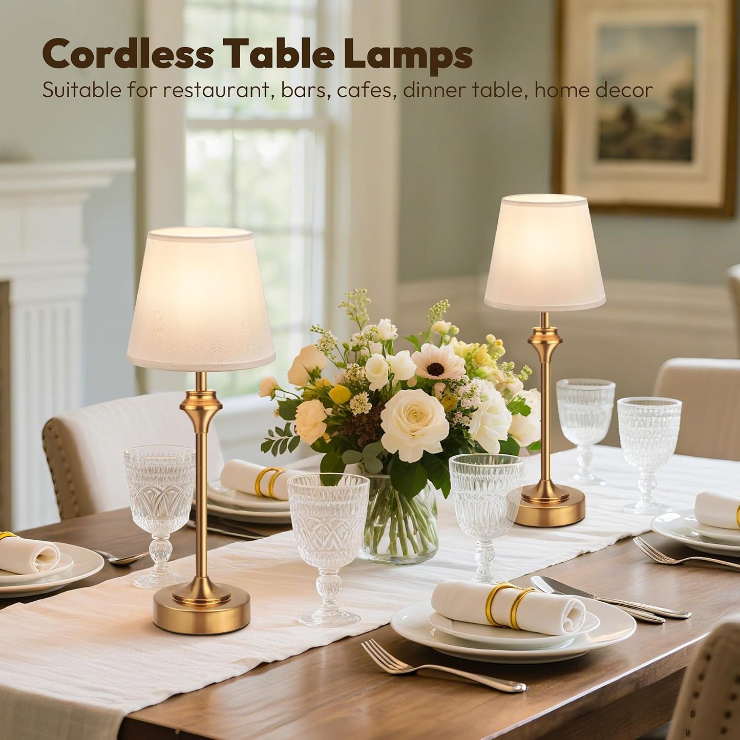 Portables Cordless Table Lamp,Battery Operated Lamp,5200mAh Bedside Table Lamp with Warm White,3 Way Dimmable Touch