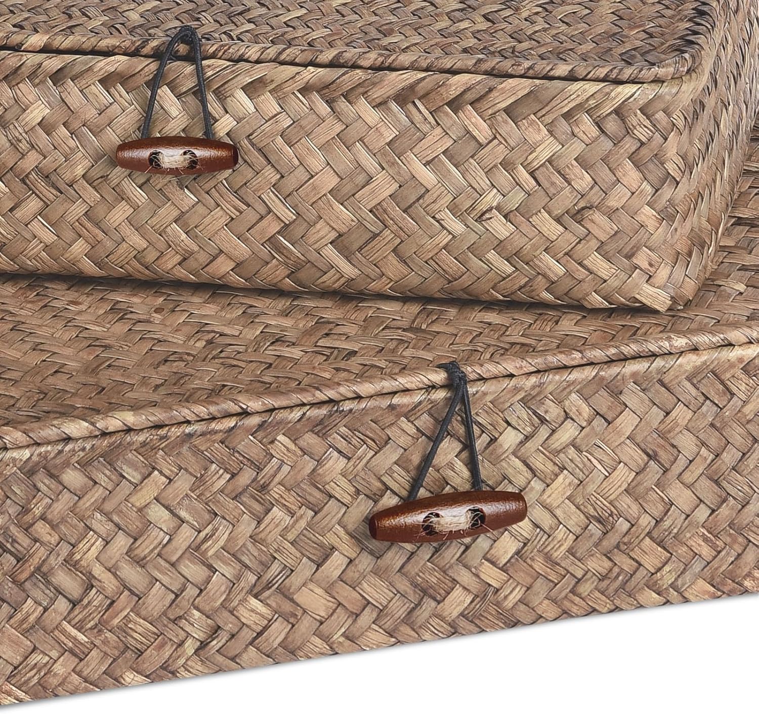 Flat Seagrass Storage Bins / Coffee / Set of 2