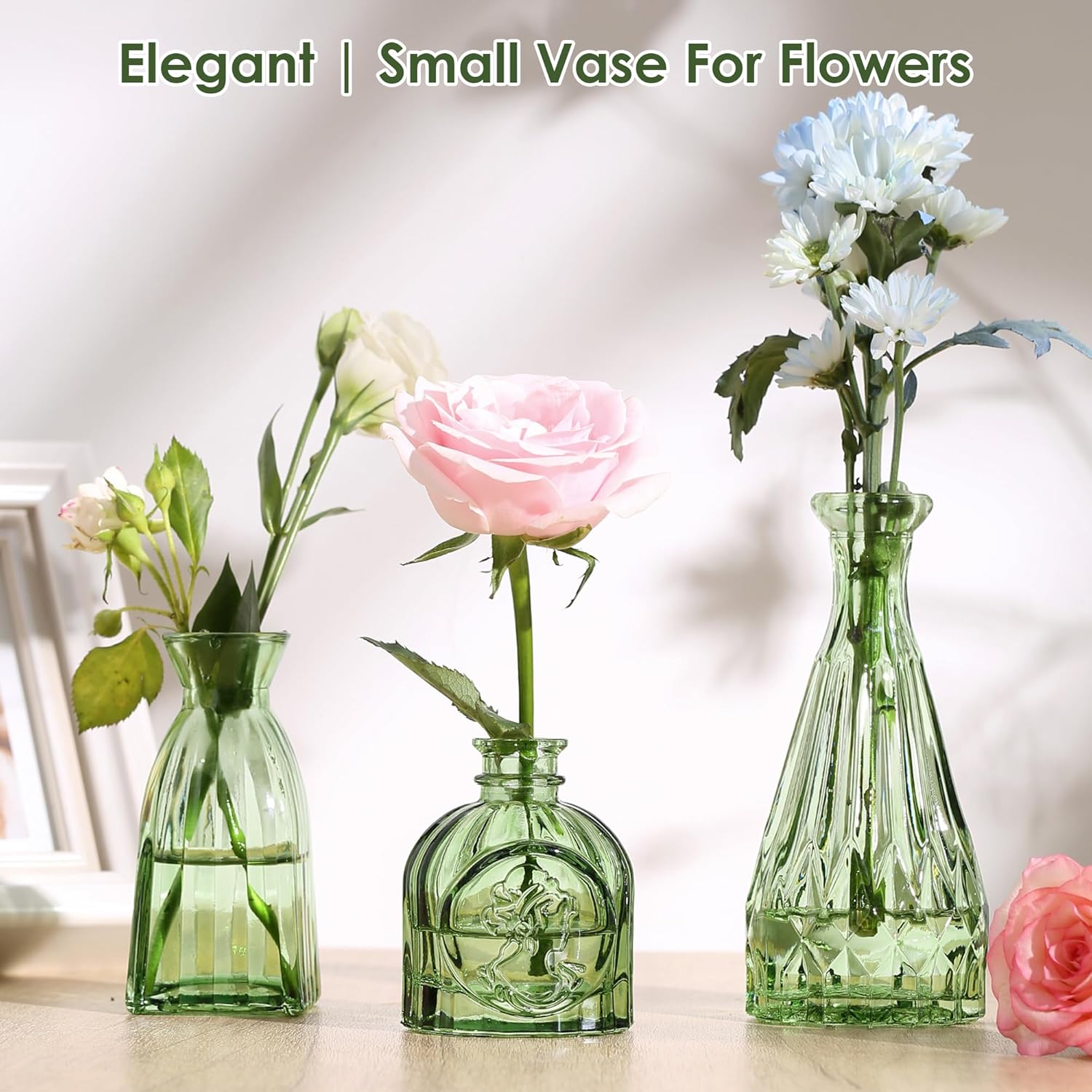 Vintage Small Glass Vases / Hunt Green / Set of 10