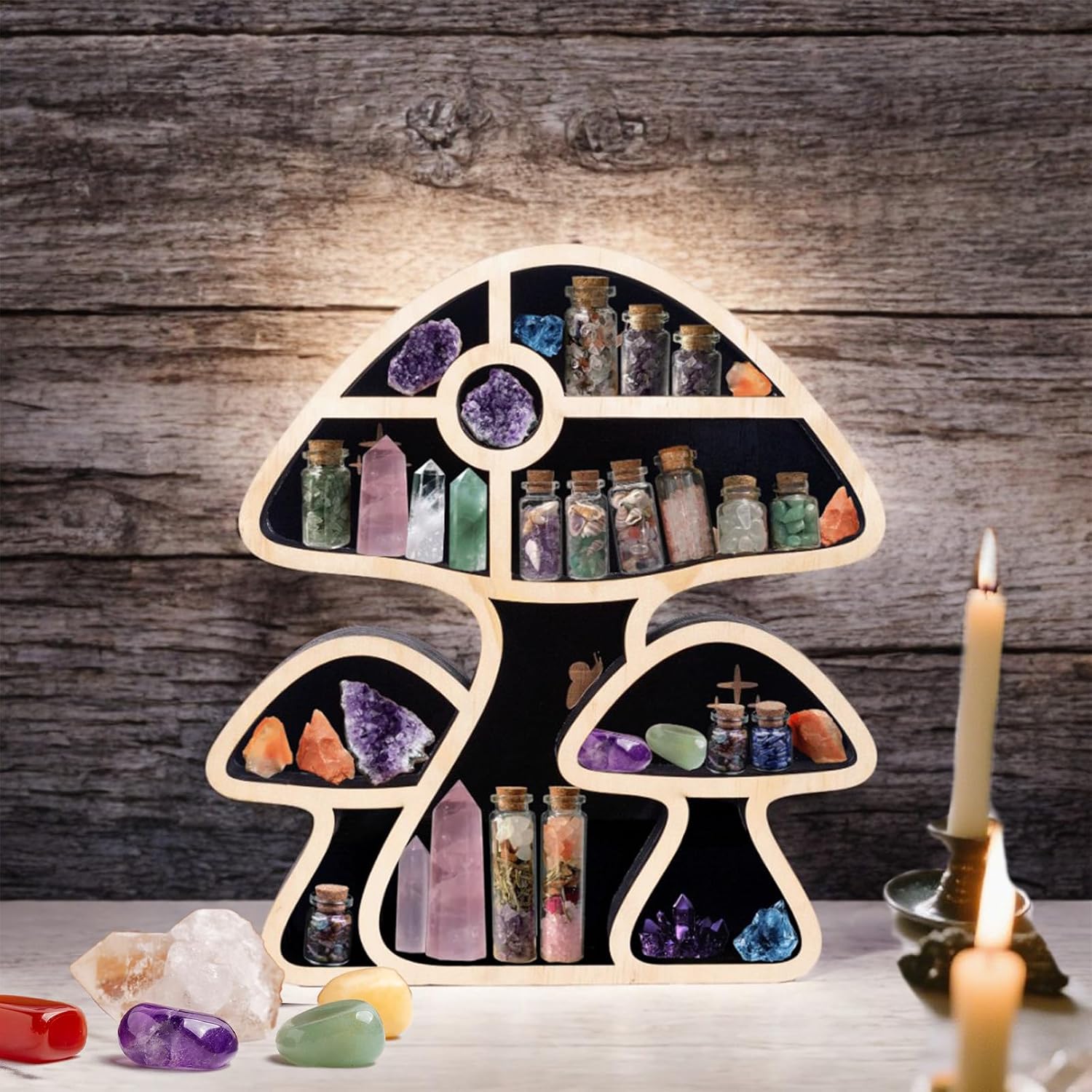 Mushroom Floating Shelves / Multi Layer Wooden Storage Shelf