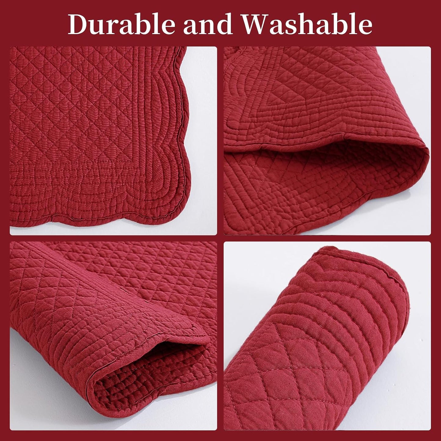 100% Cotton Quilted Placemats Set of 6,Washable Cloth Table Placemats for Kitchen & Dining Table