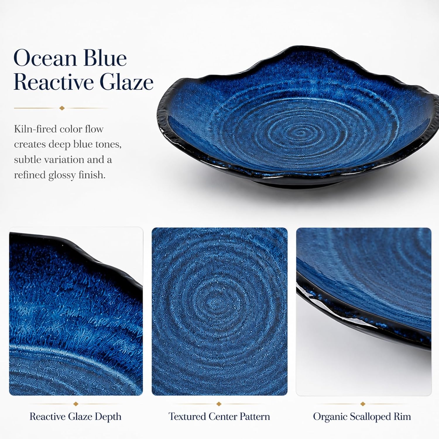 Porcelain Centerpiece Tray / Blue / 12in