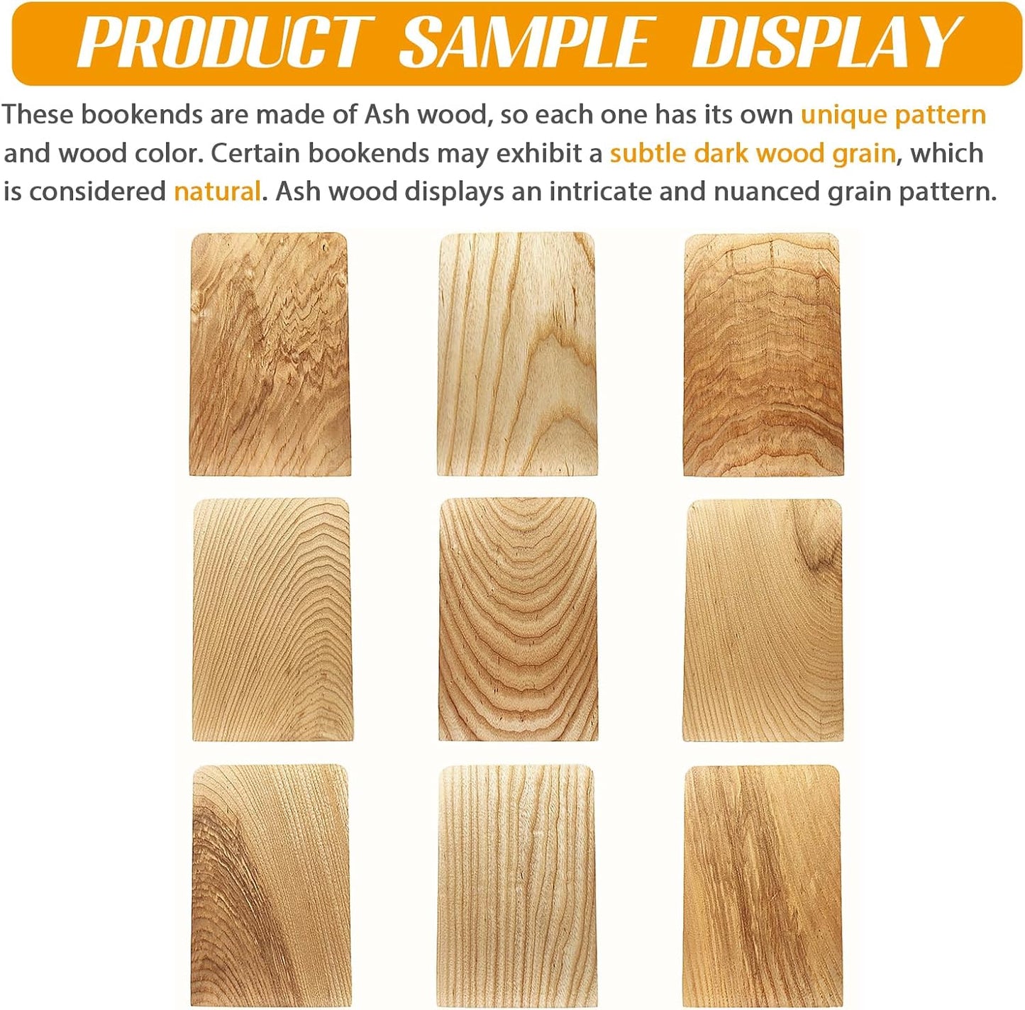 Ash Wood Book Ends Heavy Duty Handmade Book Ends / Ash Wood Small