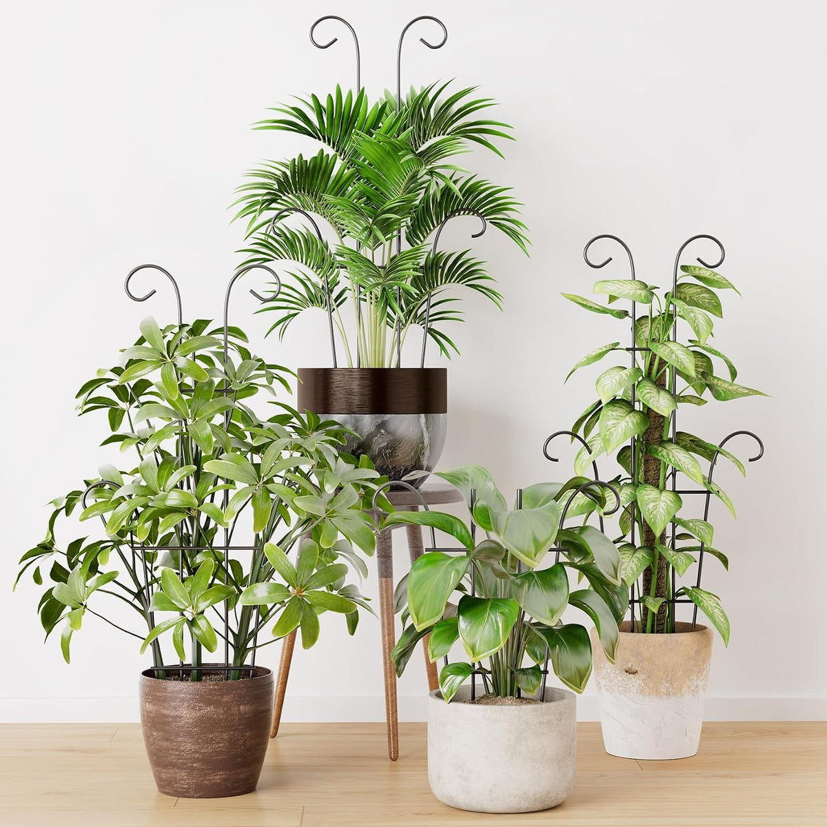Larger 23.6in Plant Trellis for Climbing Plants Indoor Outdoor, 4 Pack Expandable Metal Trellis for Potted Plants