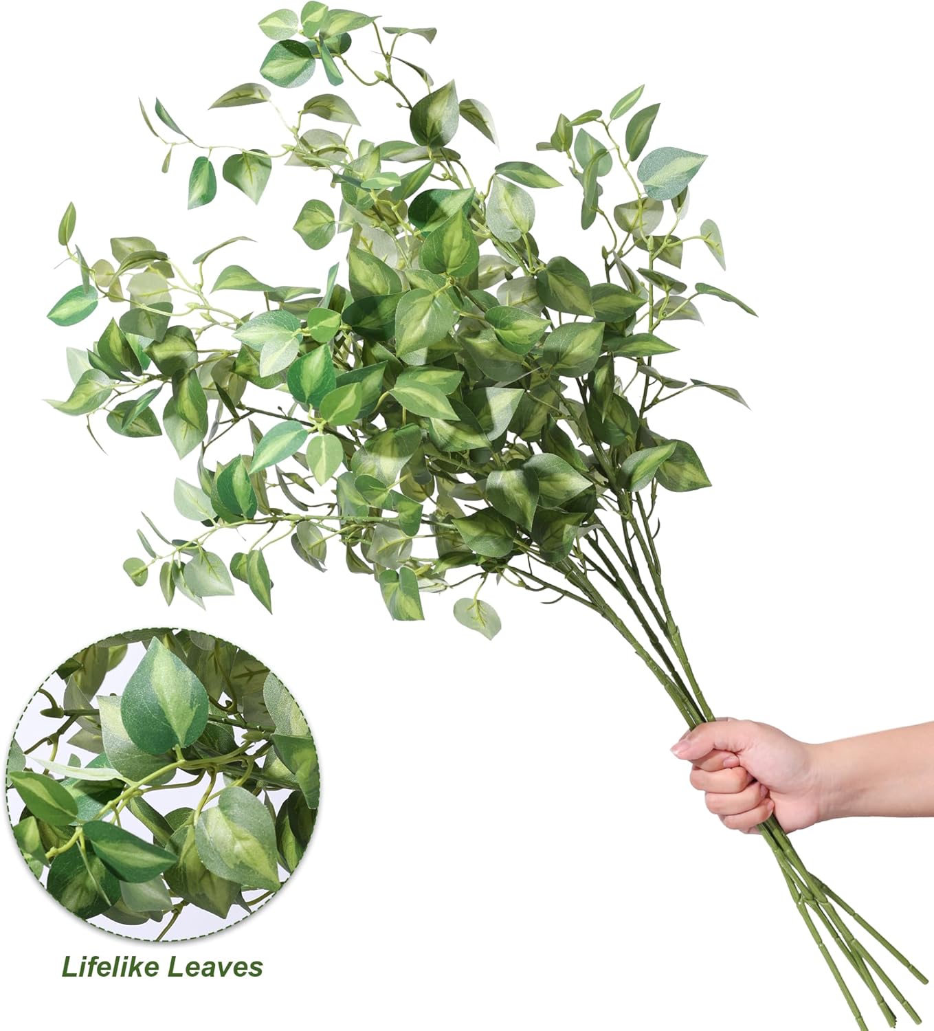 Artificial Eucalyptus Leaves Stem Plants for Spring Decor / Green / 32.7 Inch / Set of 5