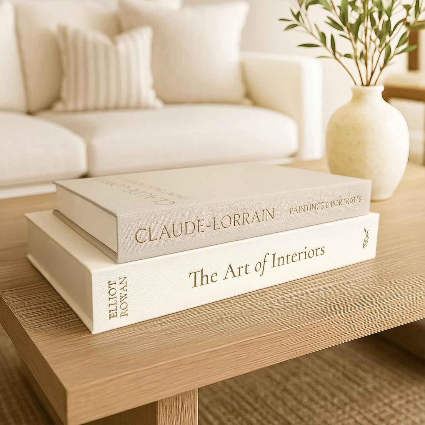 Linen Hardcover Boxes / Linen-white & Beige / Set of 2