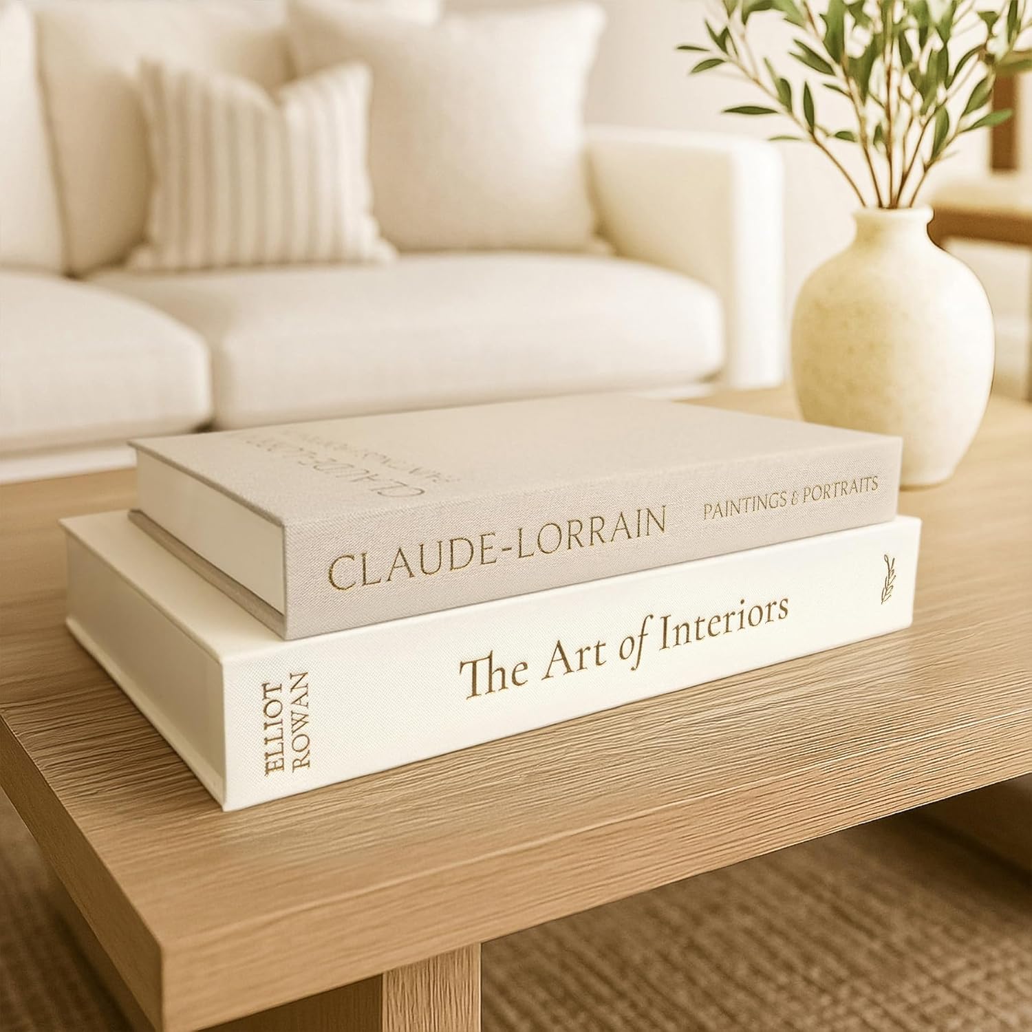Linen Hardcover Boxes / Linen-white & Beige / Set of 2