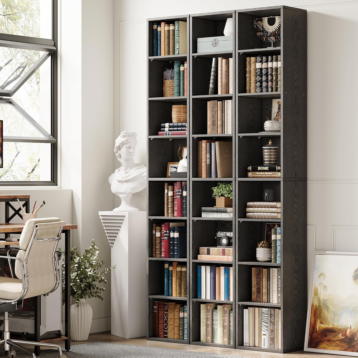 Floor Standing Display Storage Shelves in Tall / Vintage Black / 71 Inch
