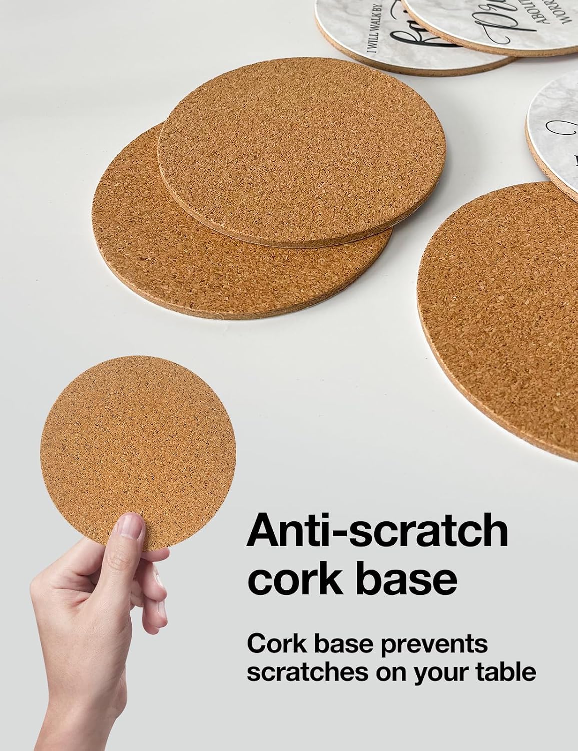 Cork Backing & Holder / Bible Coasters / Set of 6