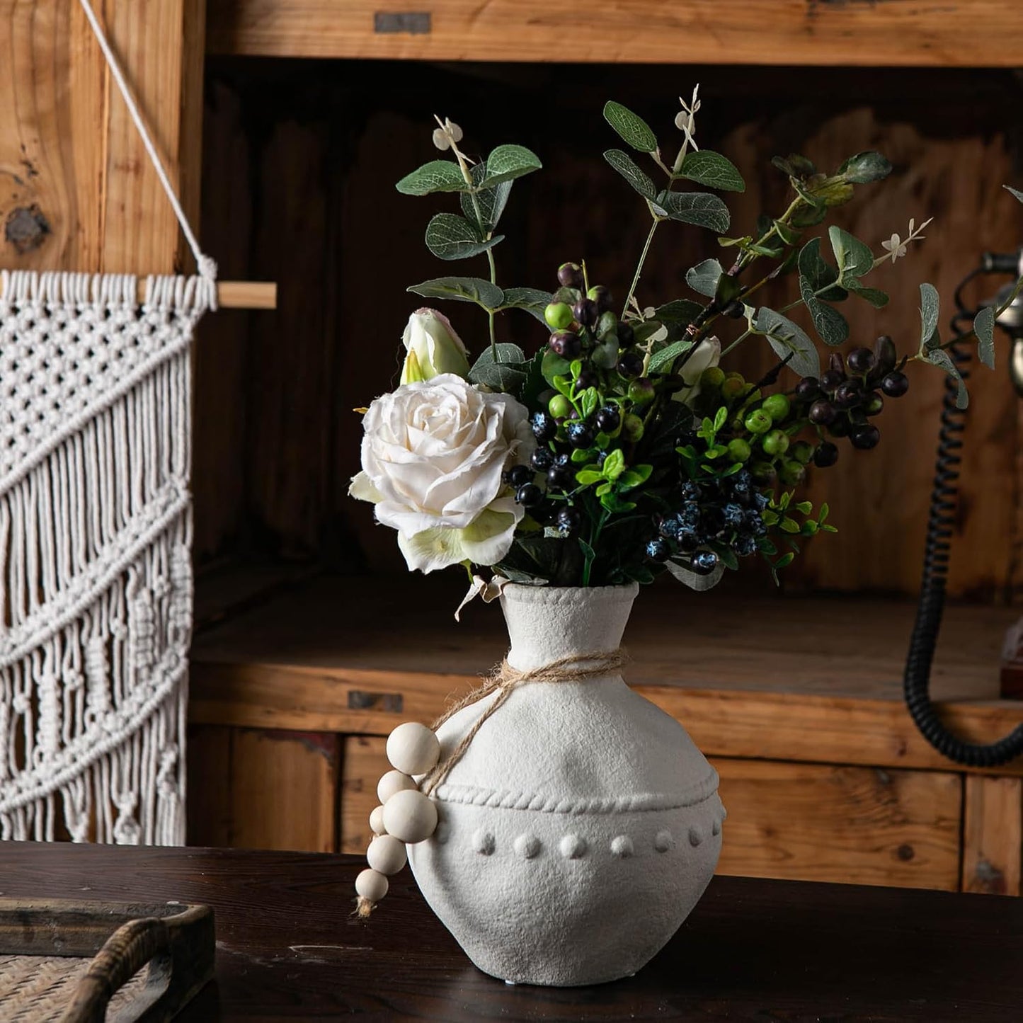Rustic Ceramic Vase / White - Large
