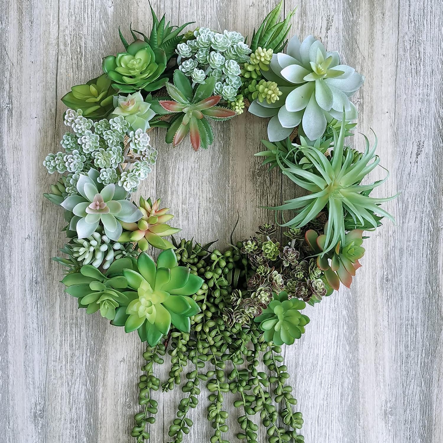 Artificial Hanging Succulents Faux Burro's Tail Picks Trailing String of Pearls / Set of 4