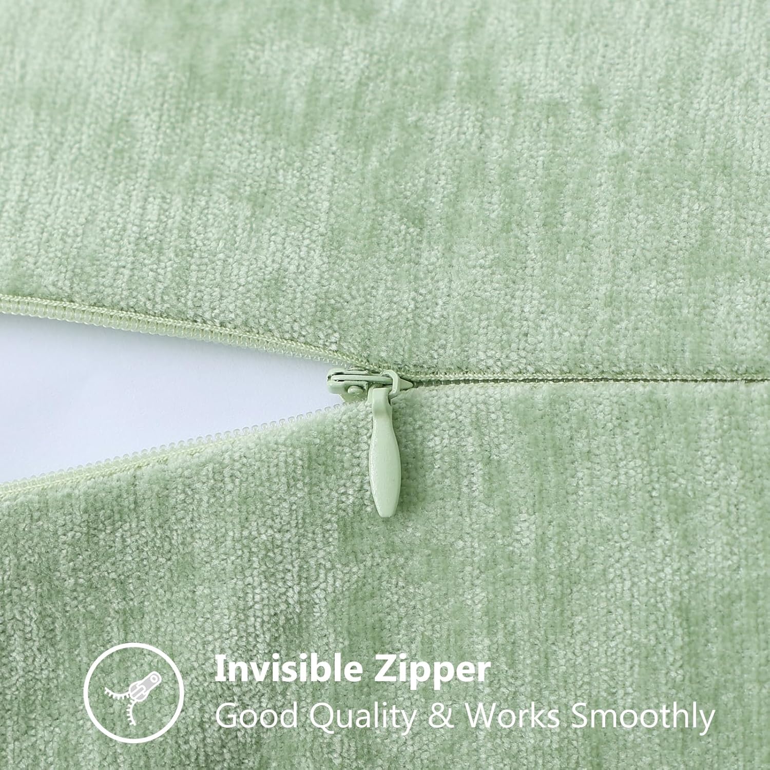 Fall Chenille Soft Throw Pillow Covers / Sage Green / 18 x 18 / Set of 2
