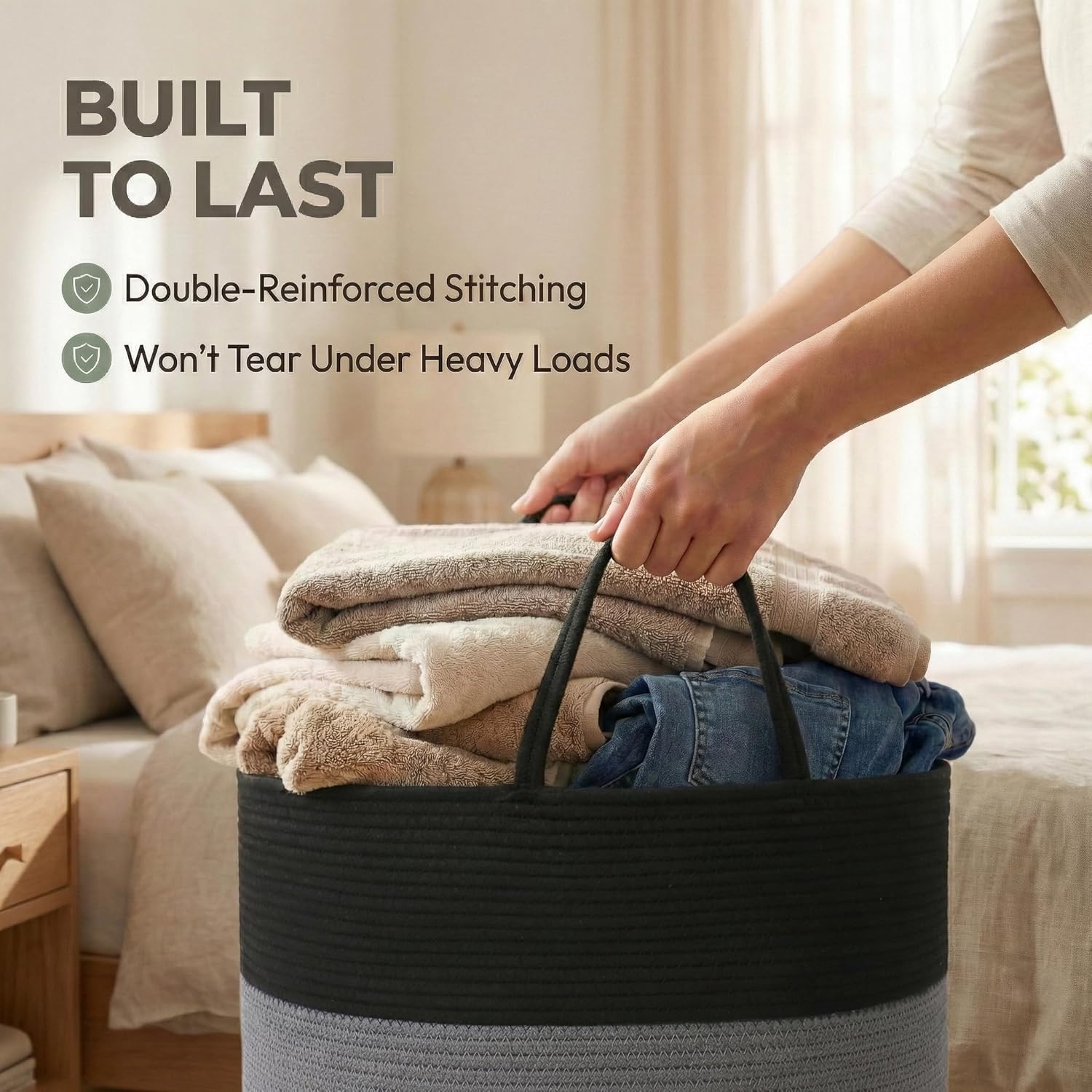 Extra Large Blanket Basket / Black&grey / 65L