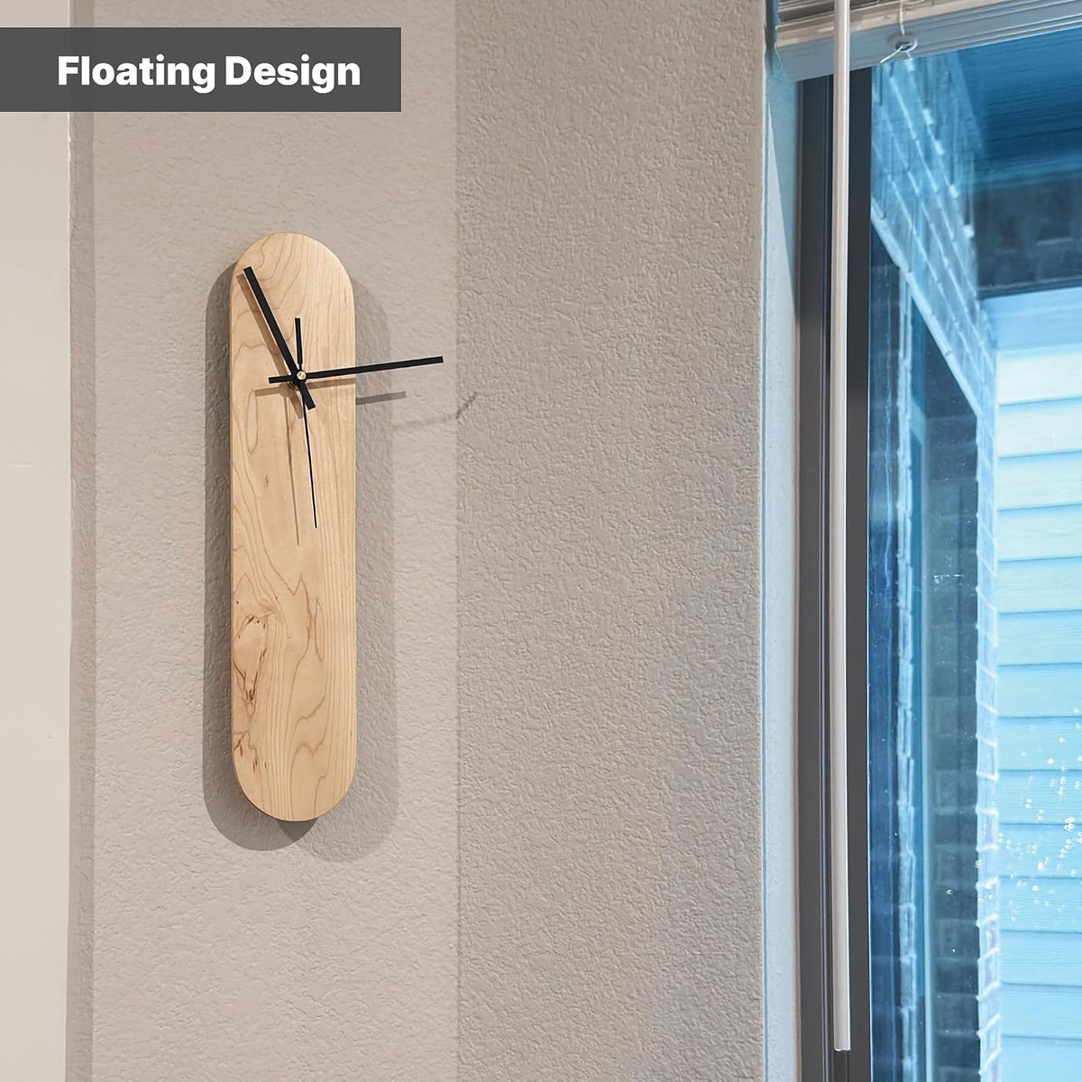 Maple Oval Wall Clock, Modern Minimalist, Silent, Chaos & Wit (18 Inch) | Handmade, Solid maple wood 1/4in thick, low