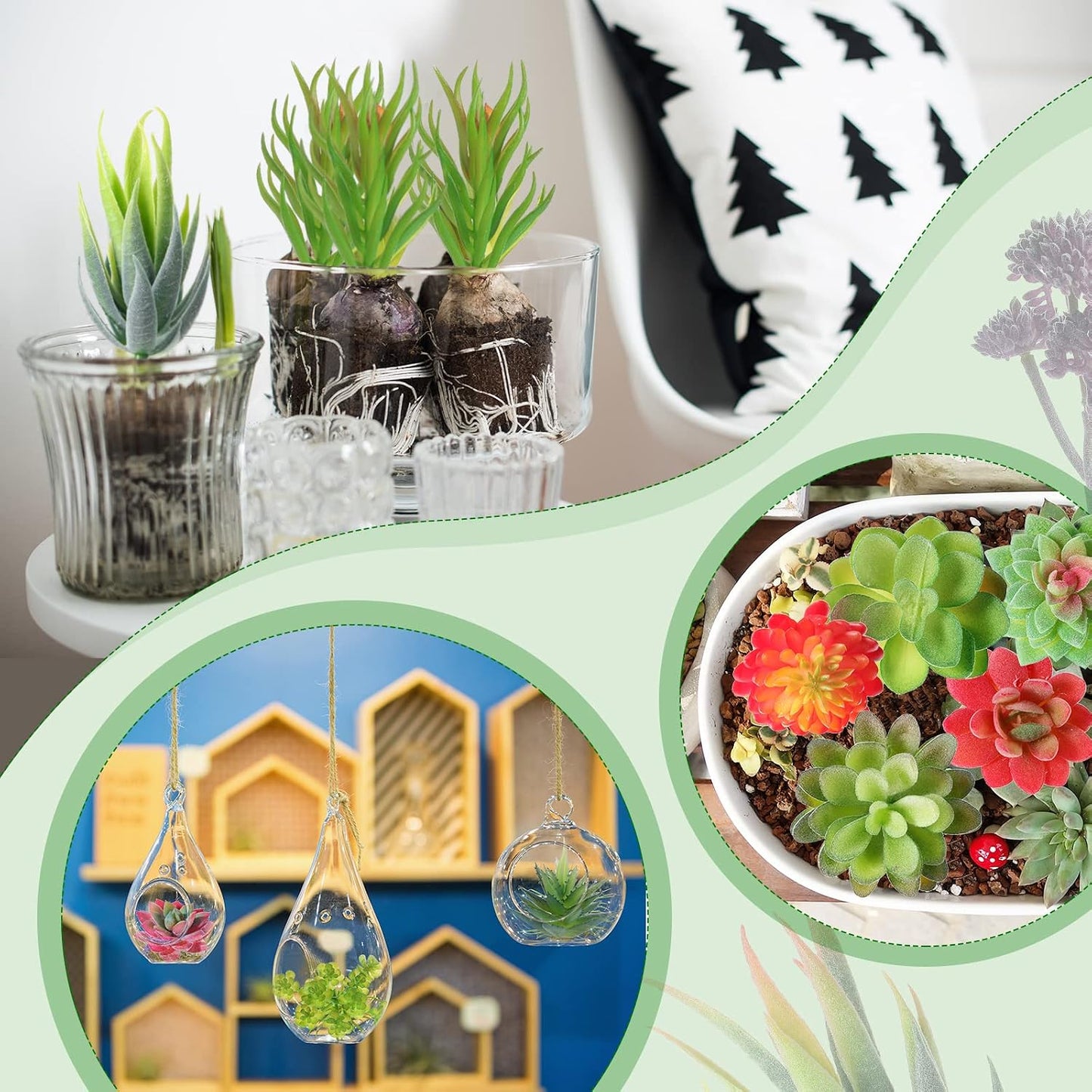 Bulk Mini Artificial Succulents Plants Assorted Unpotted Realistic Plants / Normal Style / Set of 50