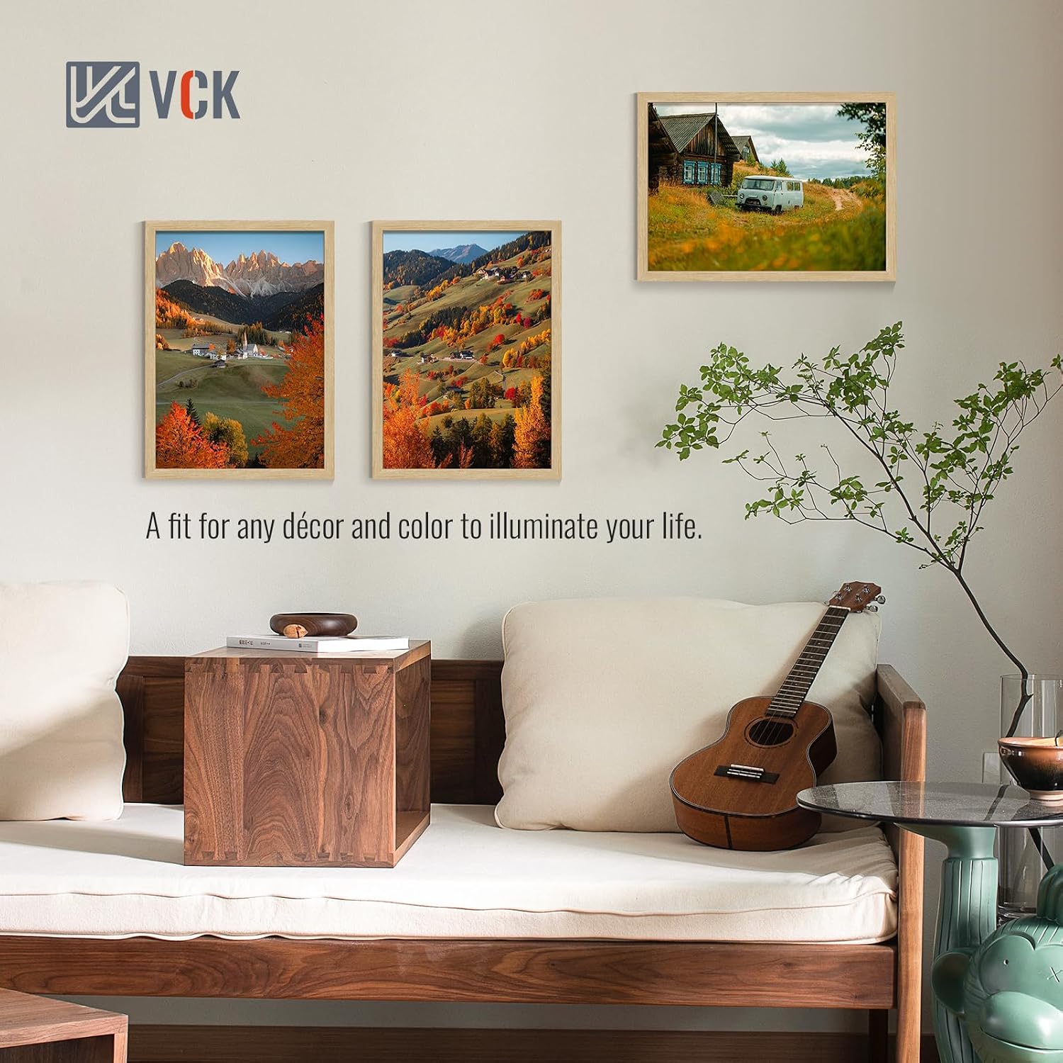 VCK 20x28 Picture Frame Oak 4 Pack, Wide Thick Wood Border, for Poster | Exclusive Woodgrain, Wall Hanging, HD