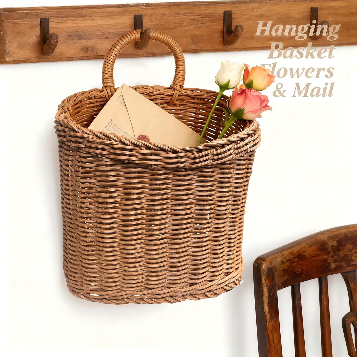 Handmade Rattan Hanging Wall Baskets / A