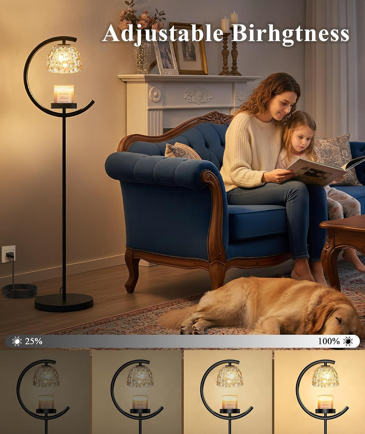 seenlast Candle Warmer Floor Lamp with Timer and Dimmer | Standing Electric Wax Melt Warmer for Home Decor, Living Room