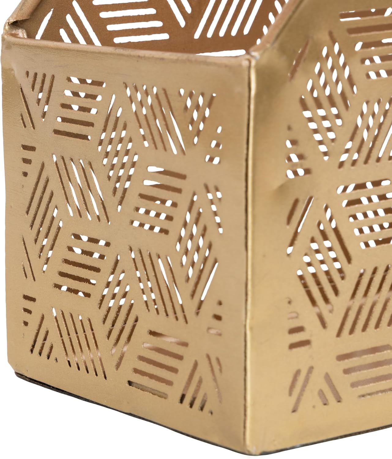 Deco 79 Metal Geometric Single Slot Magazine Holder with Laser Carved Design, 5" x 10" x 12", Gold