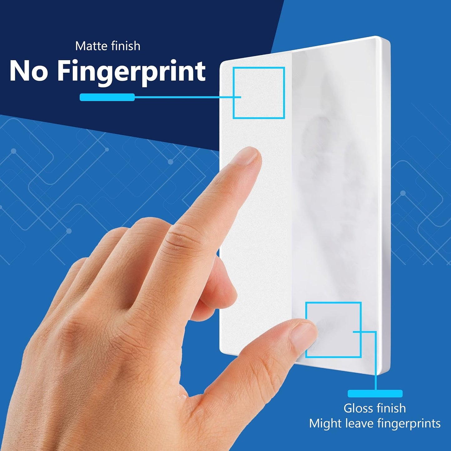 LIDER Blank Wall Plate, Screwless Design, 1-Gang, Matte White, 10-Pack | Temperature And Impact Resistant, Midsize