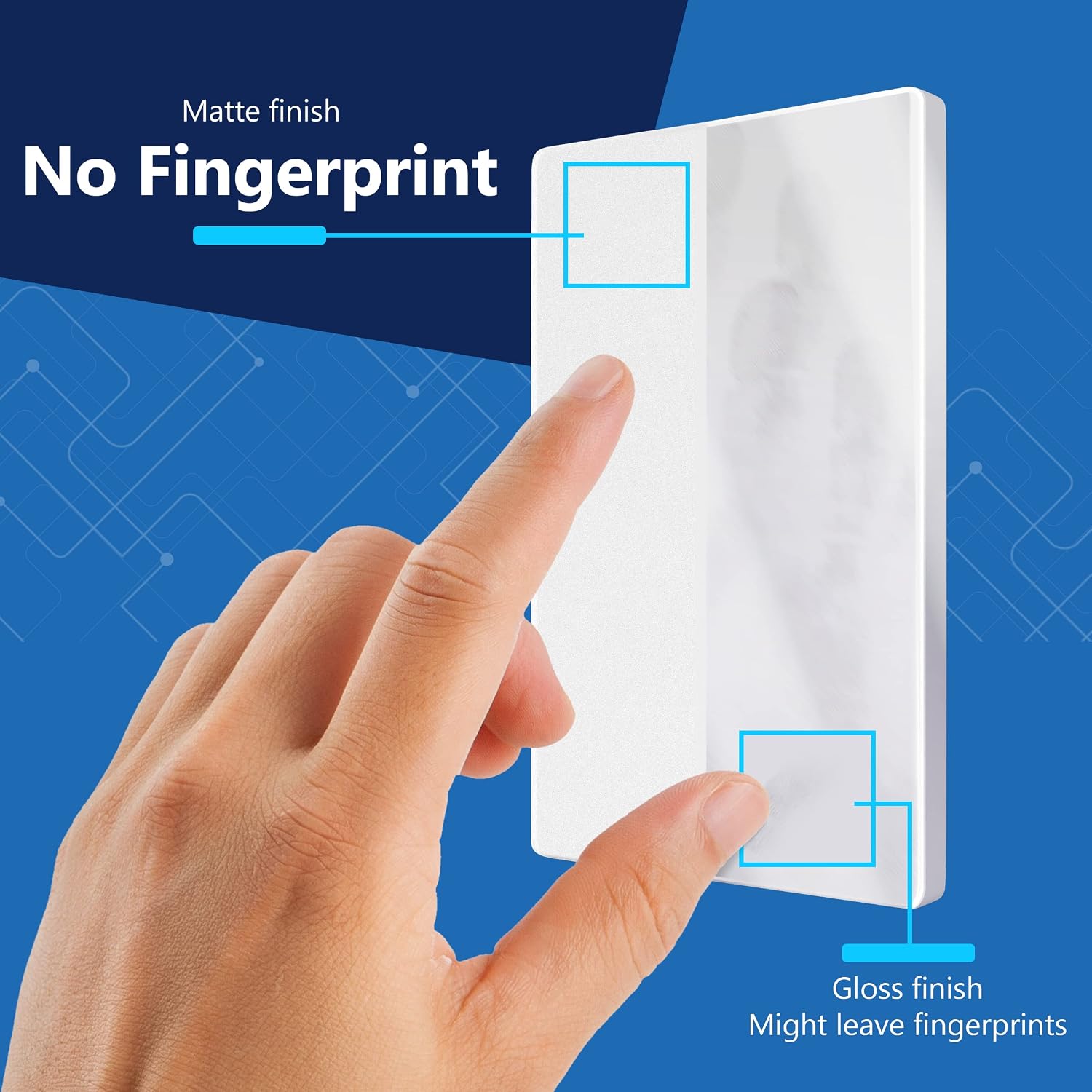 LIDER Blank Wall Plate, Screwless Design, 1-Gang, Matte White, 10-Pack | Temperature And Impact Resistant, Midsize