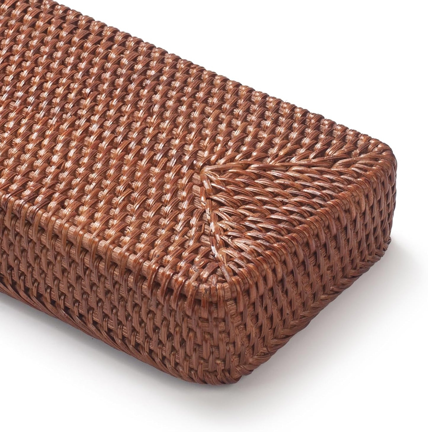 Rattan Bathroom Vanity Trays Toilet Tank Baskets Long Narrow Hand / Honey Brown / 16.3 x 6.1 x 2