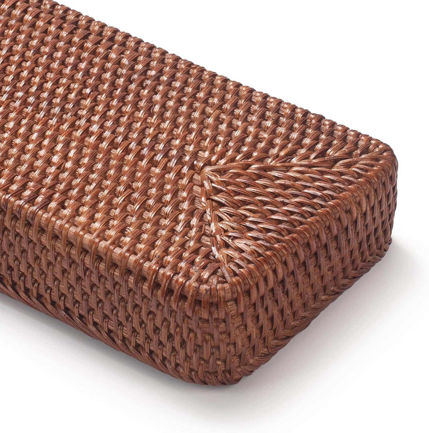 Rattan Bathroom Vanity Trays Toilet Tank Baskets Long Narrow Hand / Honey Brown / 16.3 x 6.1 x 2
