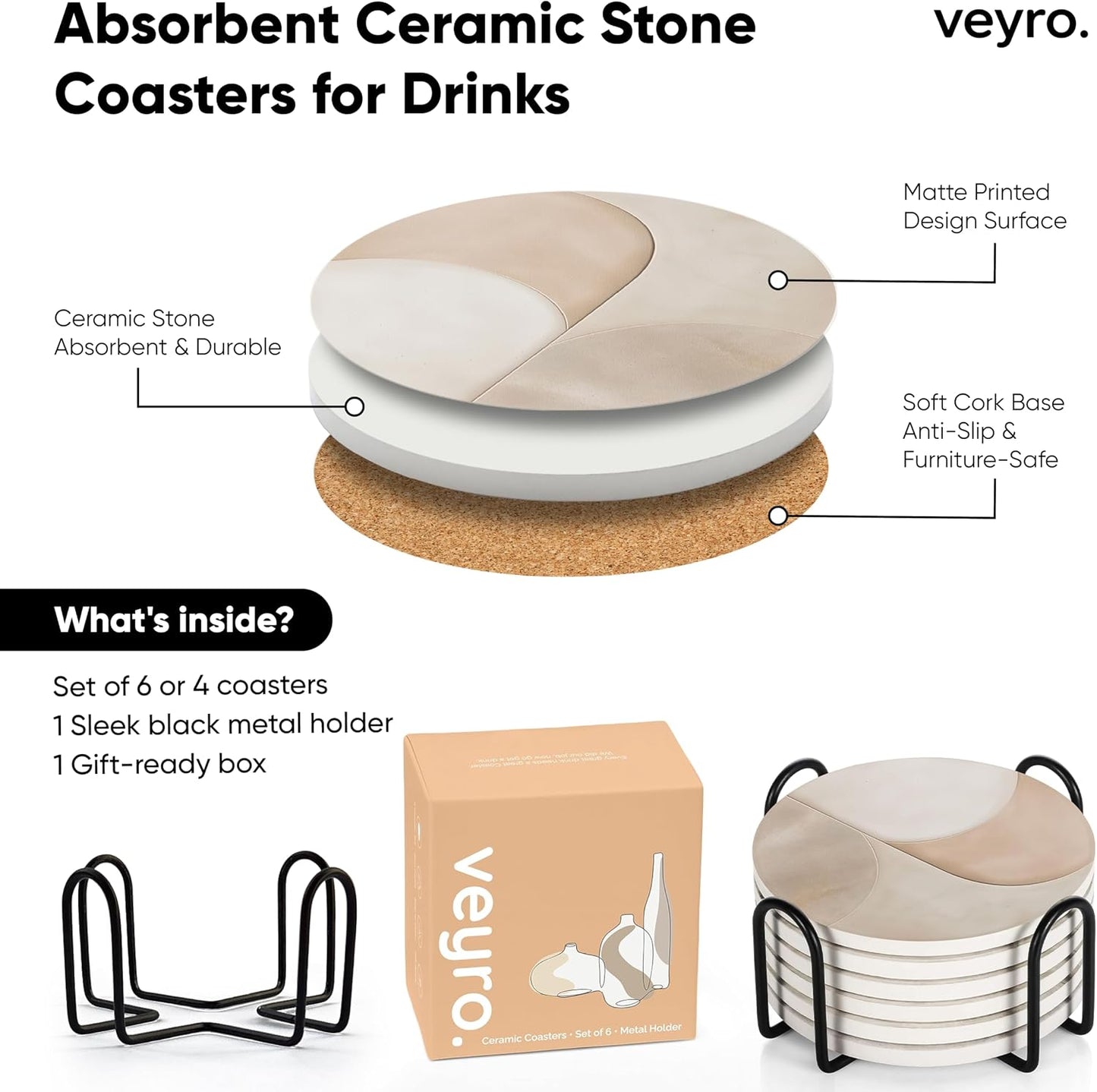 Holder / Modern Marble Look / Clay 2 / Set of 4