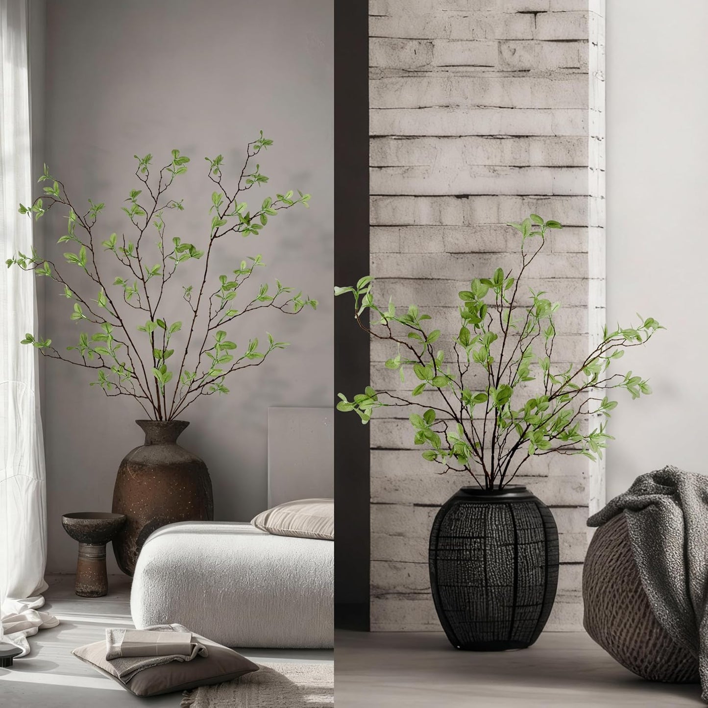 Long Faux Eucalyptus Branches for Tall Vase Filler / 43 Inch / Set of 3