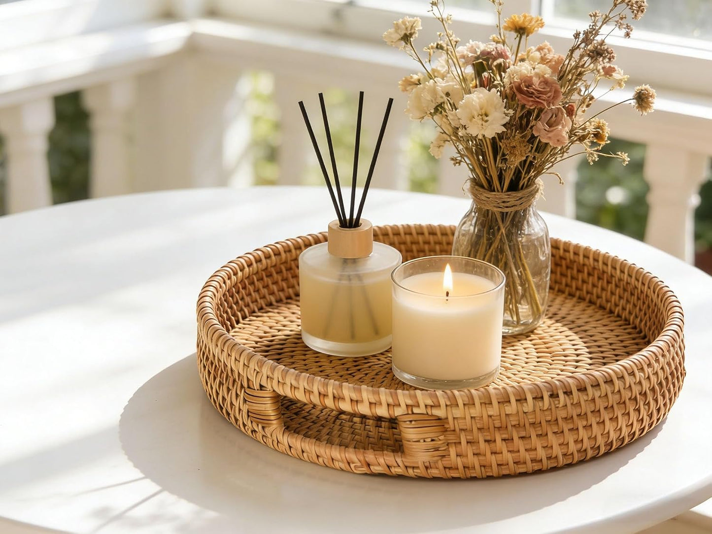 Round Rattan Trays / Natural / Set of 2