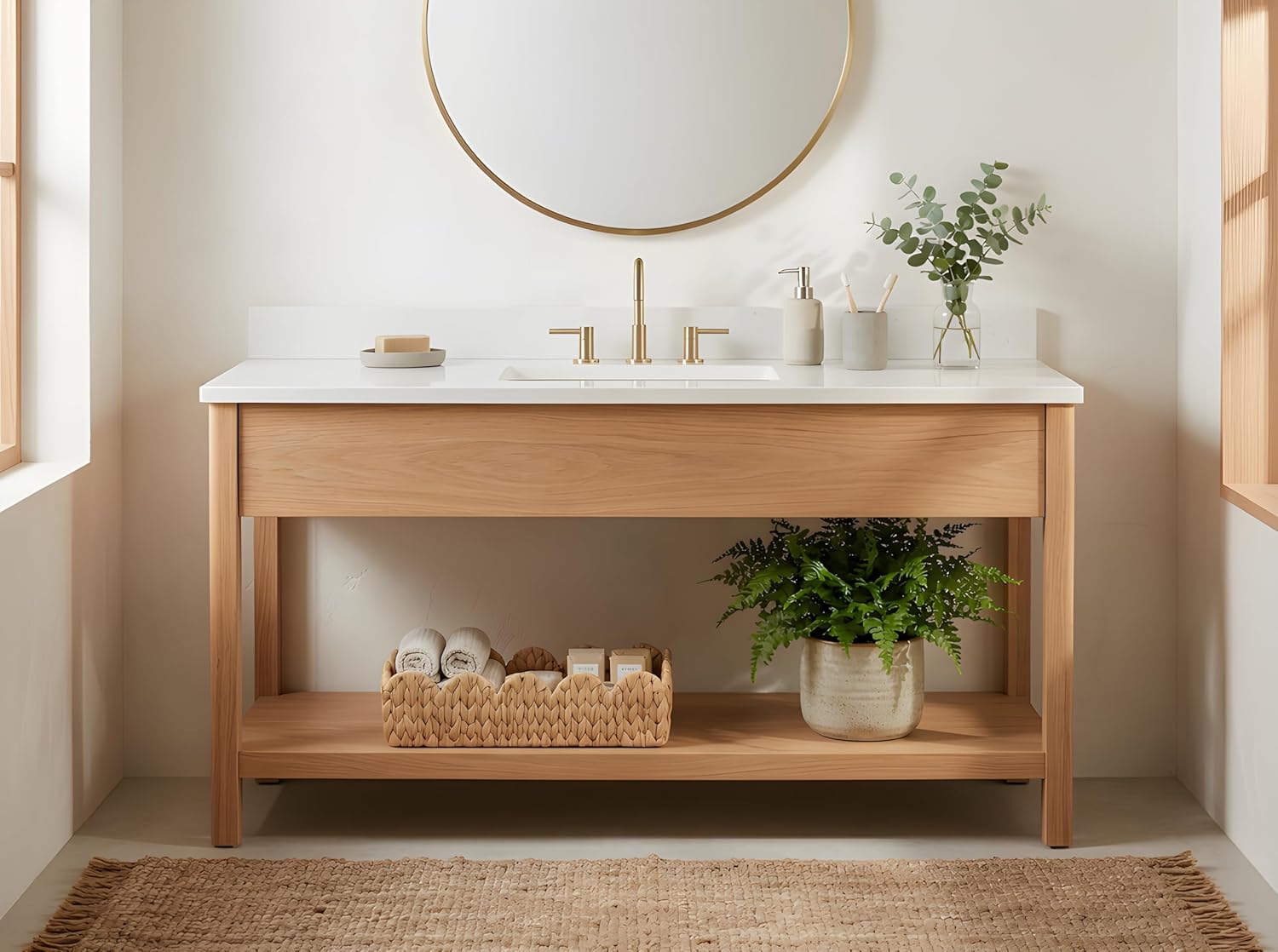 Scalloped Edge Wicker Basket for Toilet Paper Storage / Rectangle