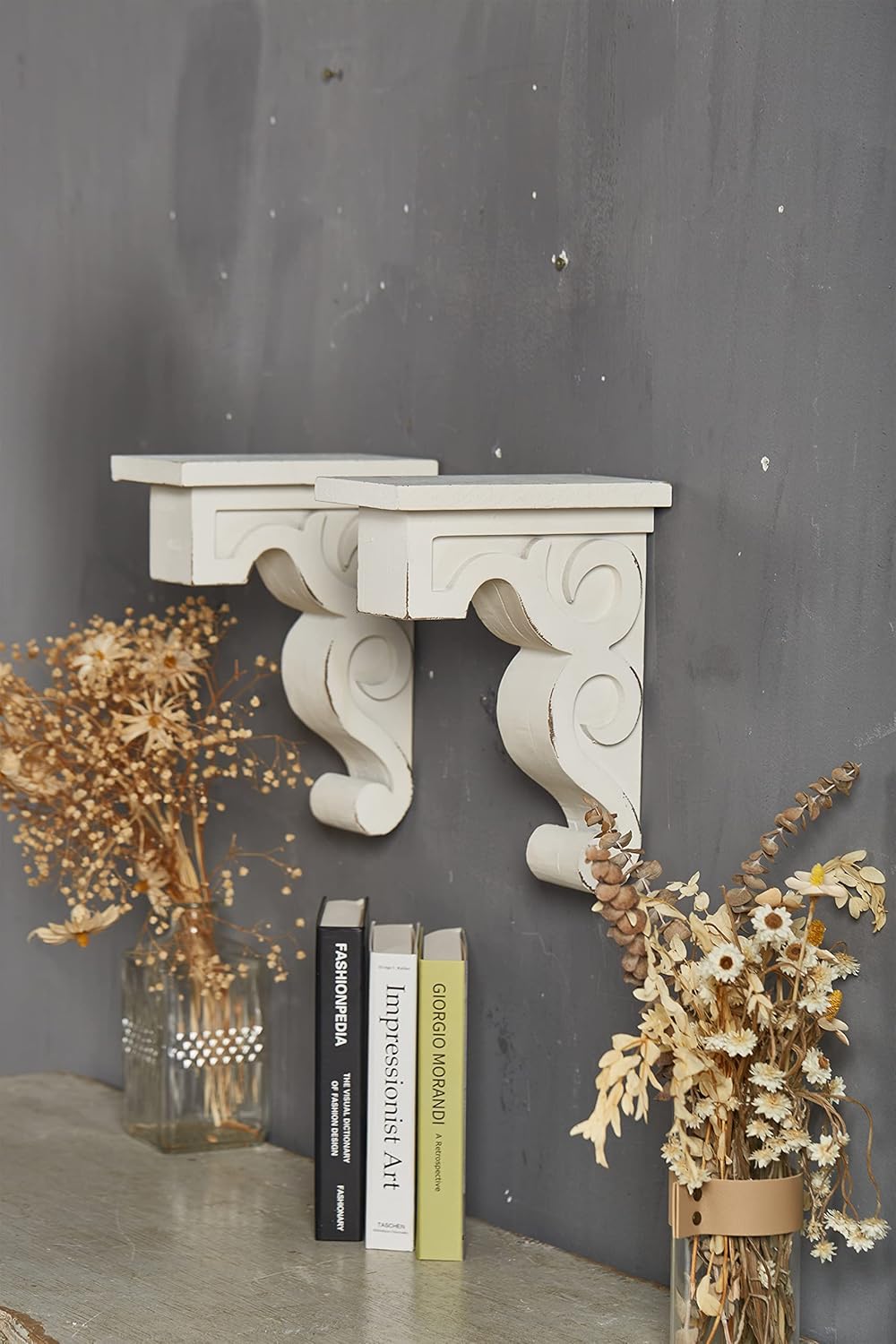 Distressed Farmhouse Bookends for Heavy Books / White / Set of 2