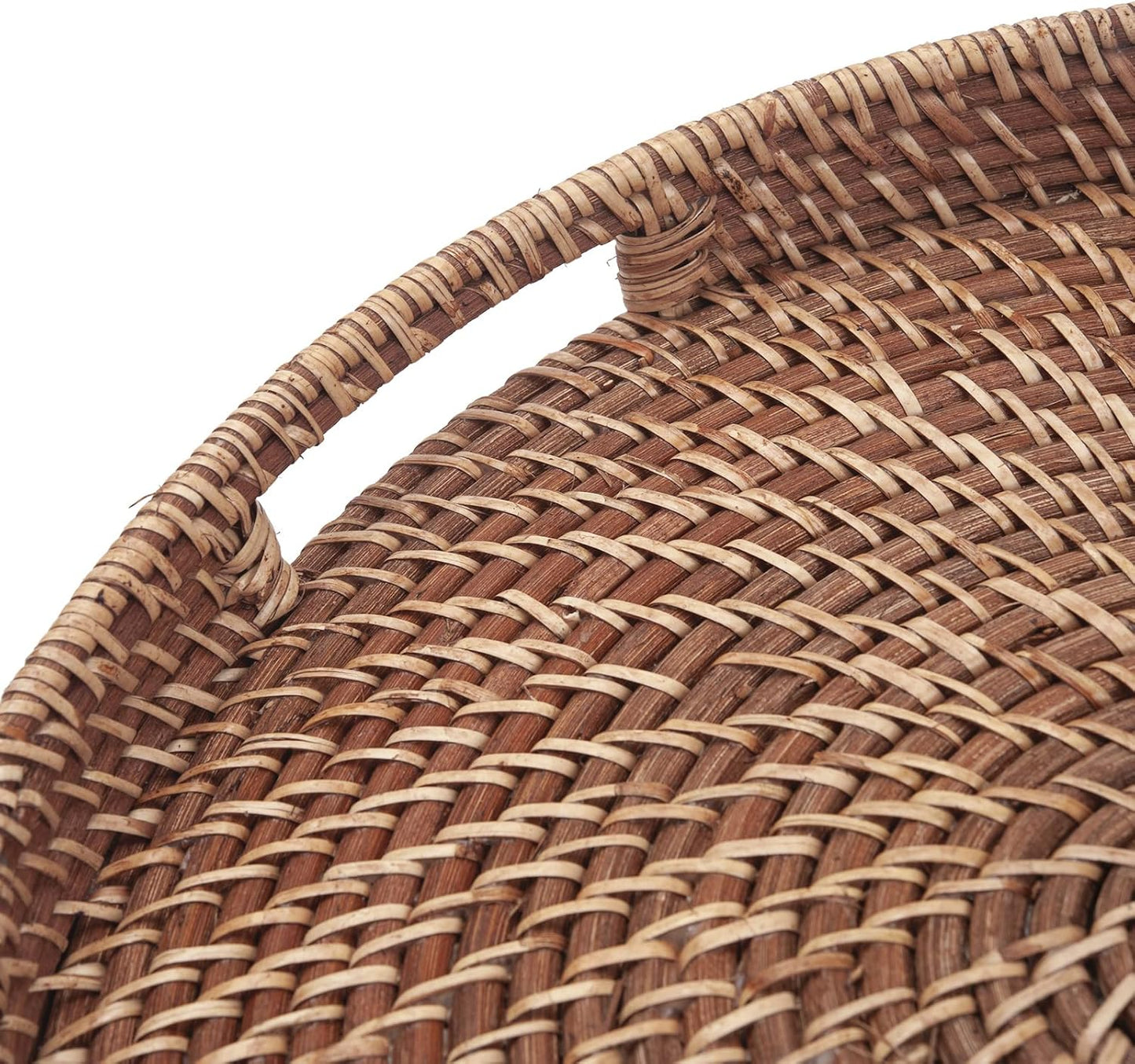Round Rattan Woven Serving Tray / 13.8