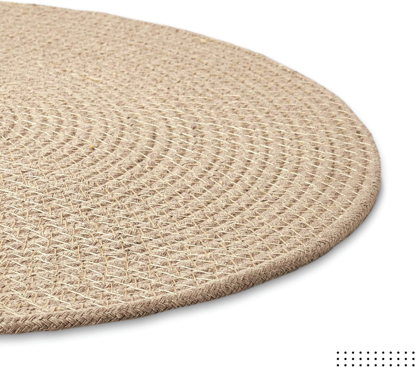 Encasa XO Placemats, Round Cotton Dining Table Mats 13" | Beige, Handcrafted Ribbed Texture | Heat Resistant Trivets