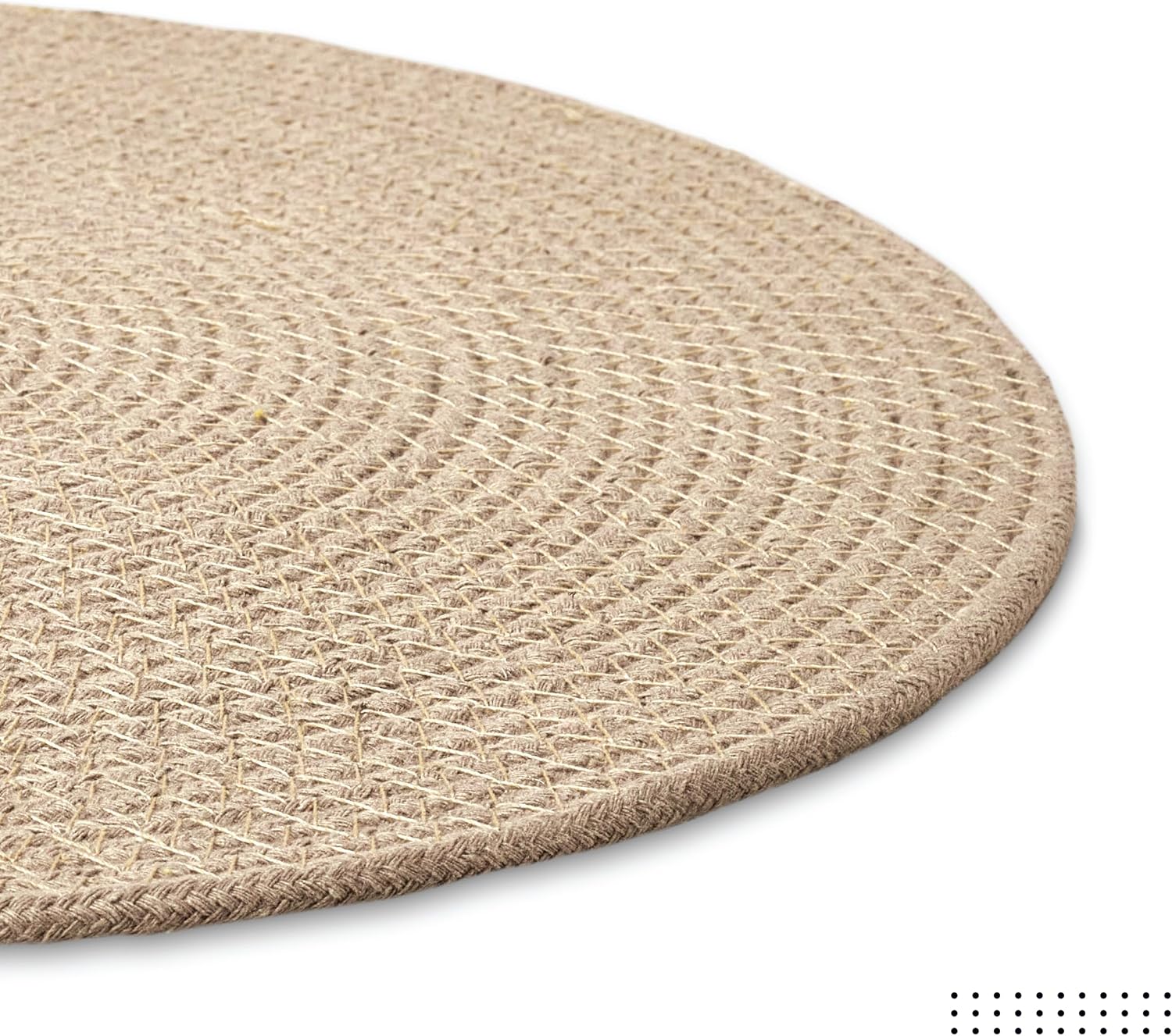Encasa XO Placemats, Round Cotton Dining Table Mats 13" | Beige, Handcrafted Ribbed Texture | Heat Resistant Trivets