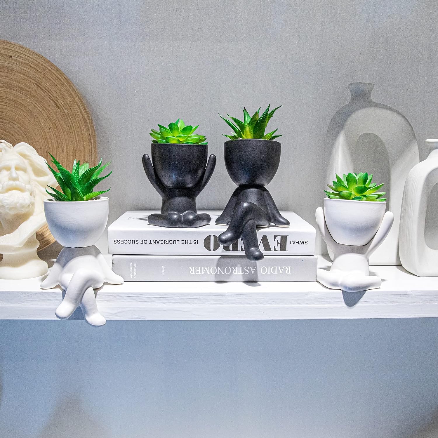 Unique Artificial Plants Succulents Office Decor for Women / A, Morden White Figurine / Set of 2