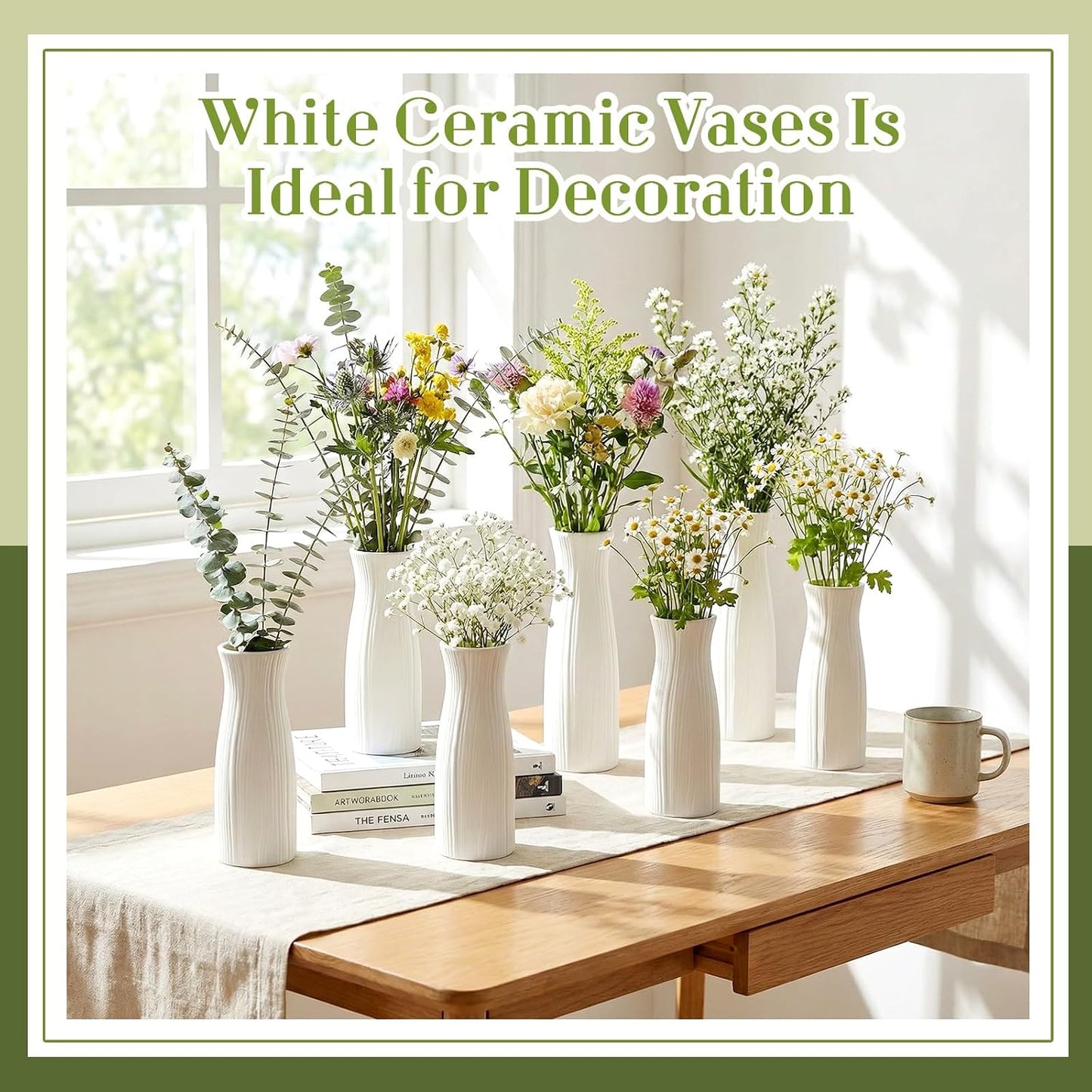 Ceramic Bud Vase / Trendy / White / Set of 8