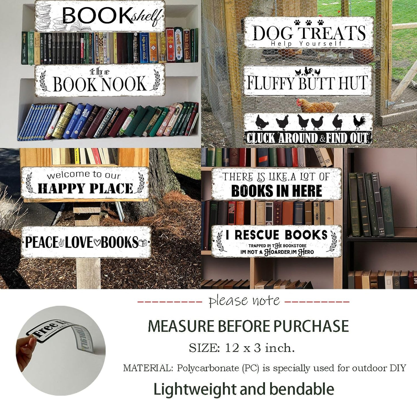 The Book Nook Sign PC Signage Decor / 12 x 3