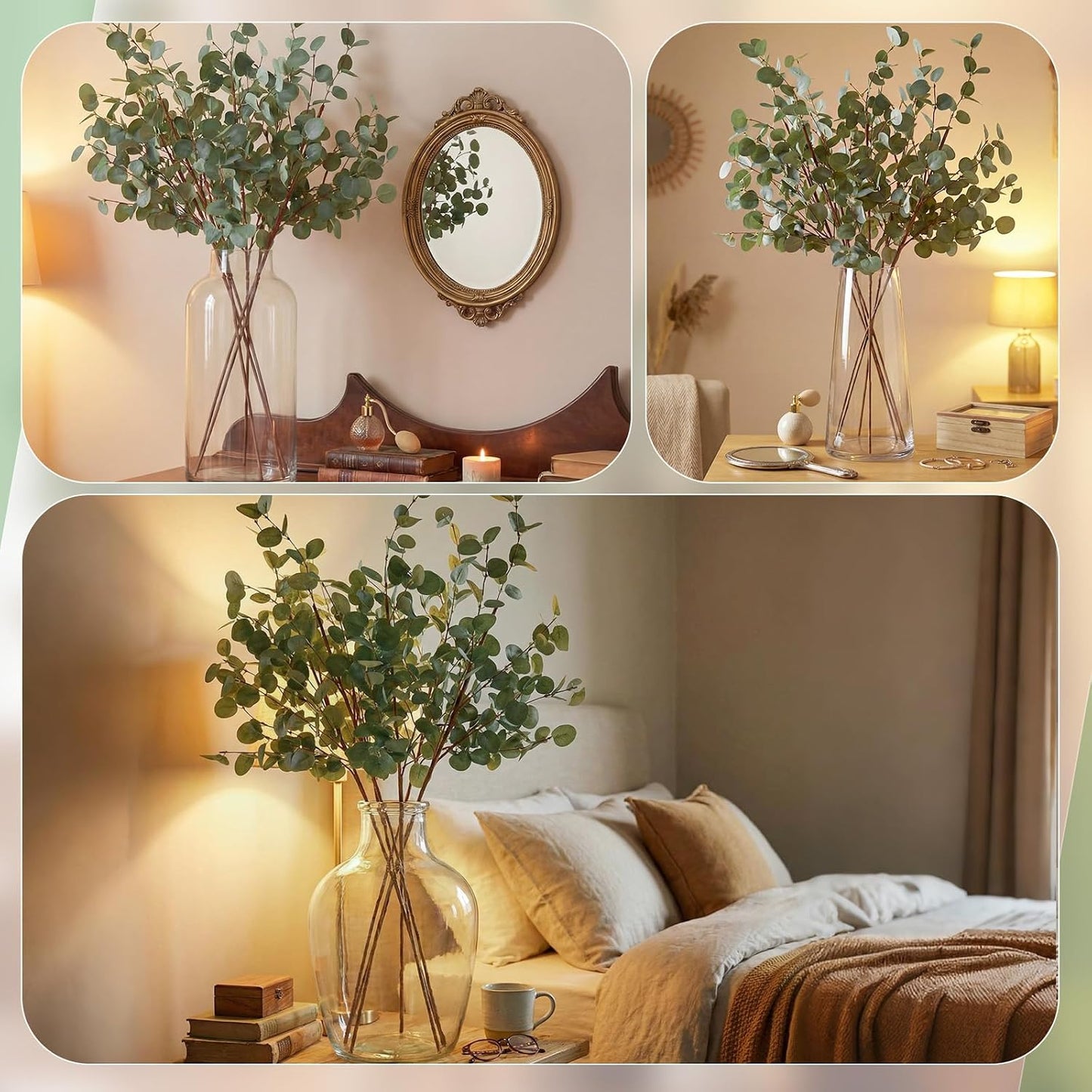 Fake Eucalyptus Plants for Large Vases / Eucalyptus Stems / Set of 6