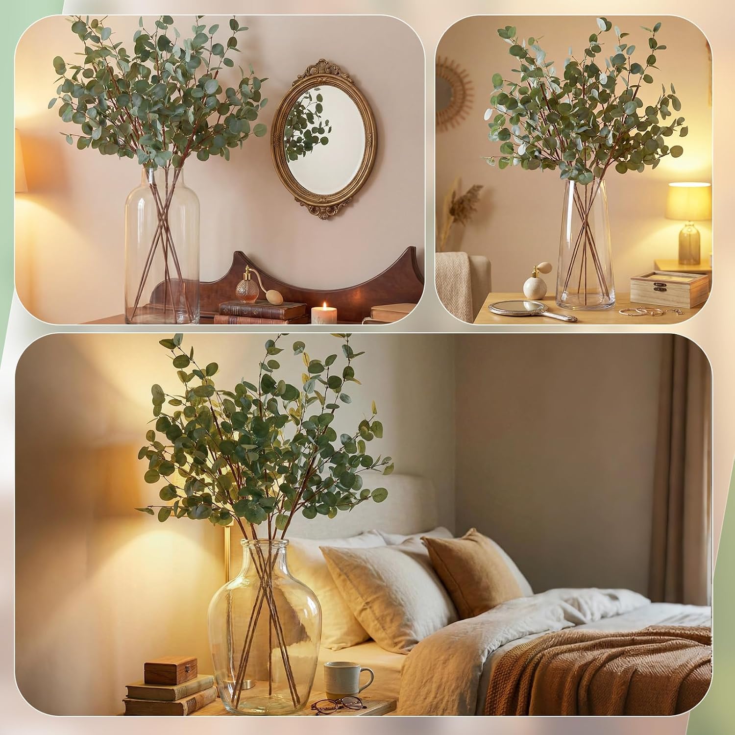 Fake Eucalyptus Plants for Large Vases / Eucalyptus Stems / Set of 6