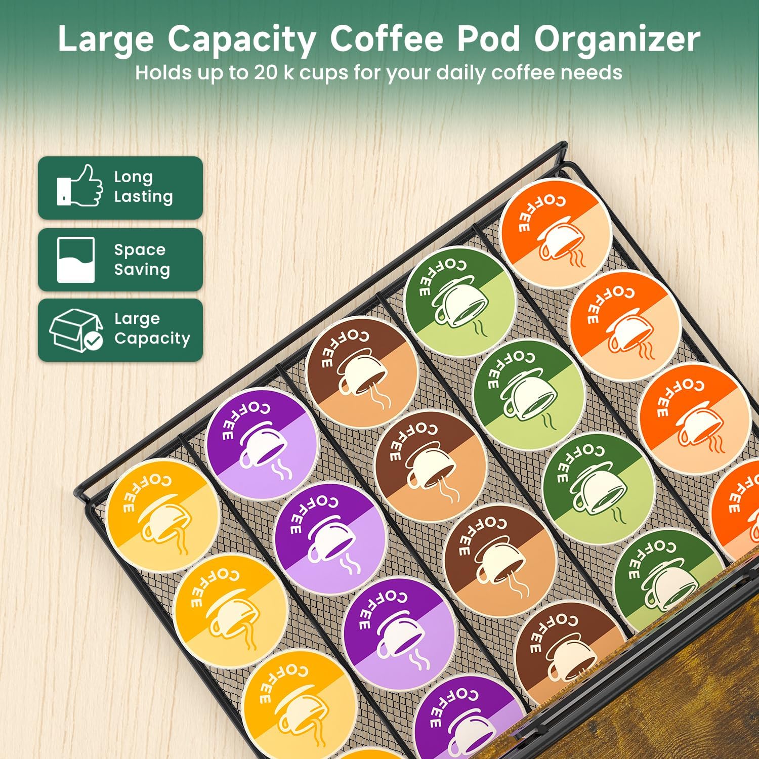 EsLuker.ly Coffee Bar Organizer Station Shelf Mug Holder, with 12 Hooks | 3 Tier Coffee Cup Stand Rack for Countertop