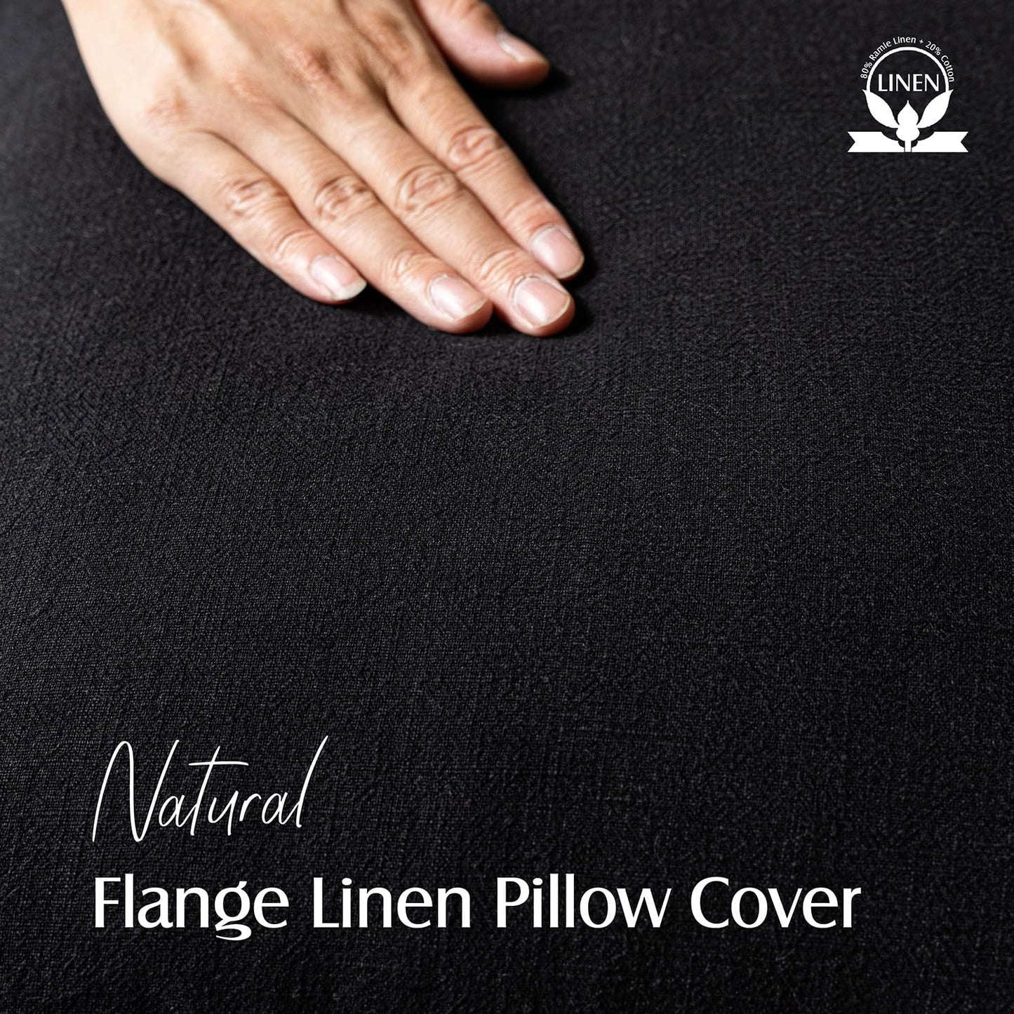 Decorative Linen Soild Throw Pillow Covers Soft Accent Cushion Case / 18 x 18 / Black / Set of 2