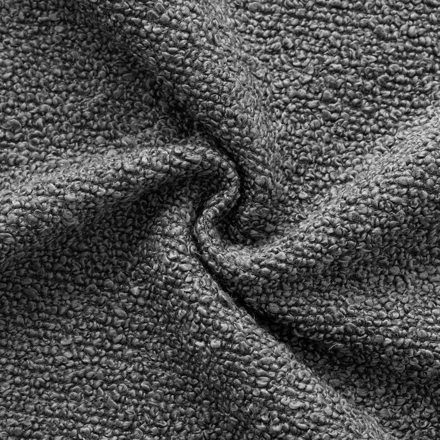 Decorative Boucle Throw Pillow Covers Textured Square Pillowcaes / 18 x 18 / Dark Gray / Set of 2