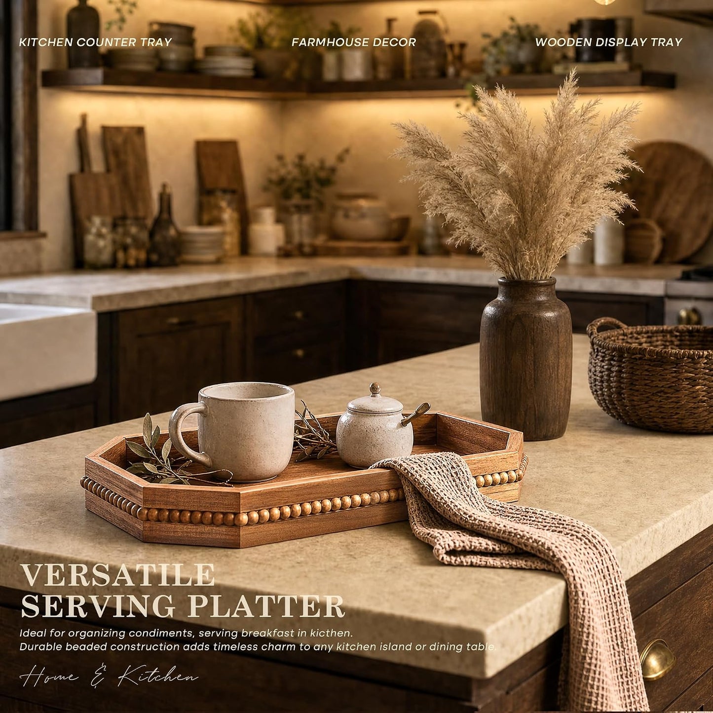 Wood Rustic Decorative Tray / Acacia