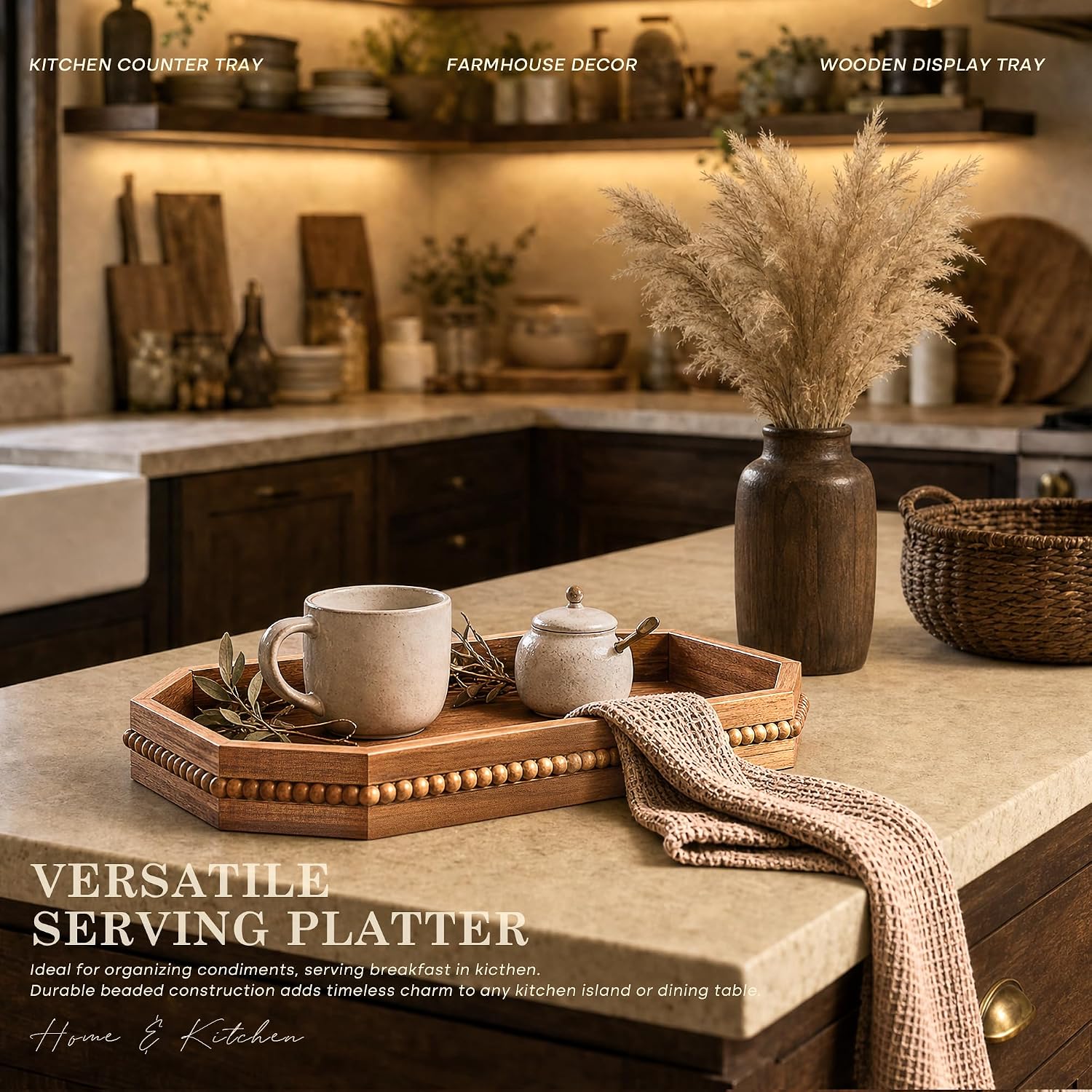 Wood Rustic Decorative Tray / Acacia