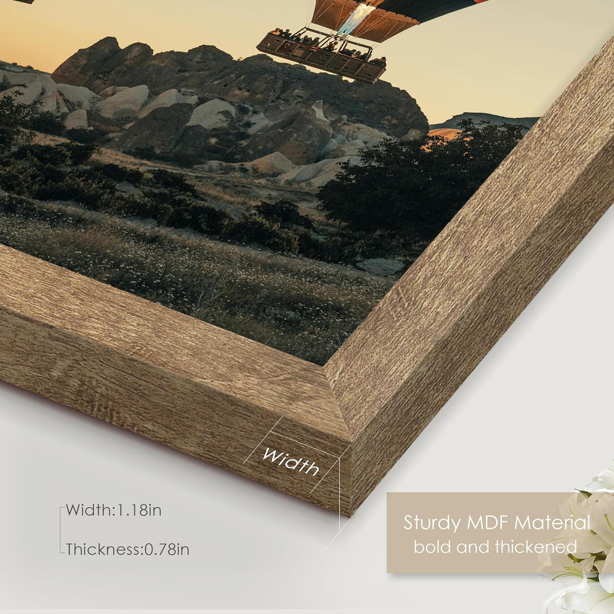 24x36 Poster Frame Natural Woodgrain Brown, for Wall Mount, 1 Pack | with Plexiglass, Poster Frames 24 x 36 inches or