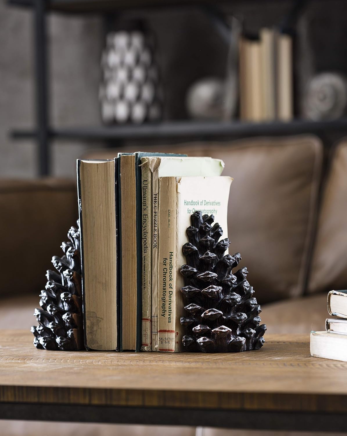 Pinecone Shaped Resin Bookends / Bronze / Set of 2
